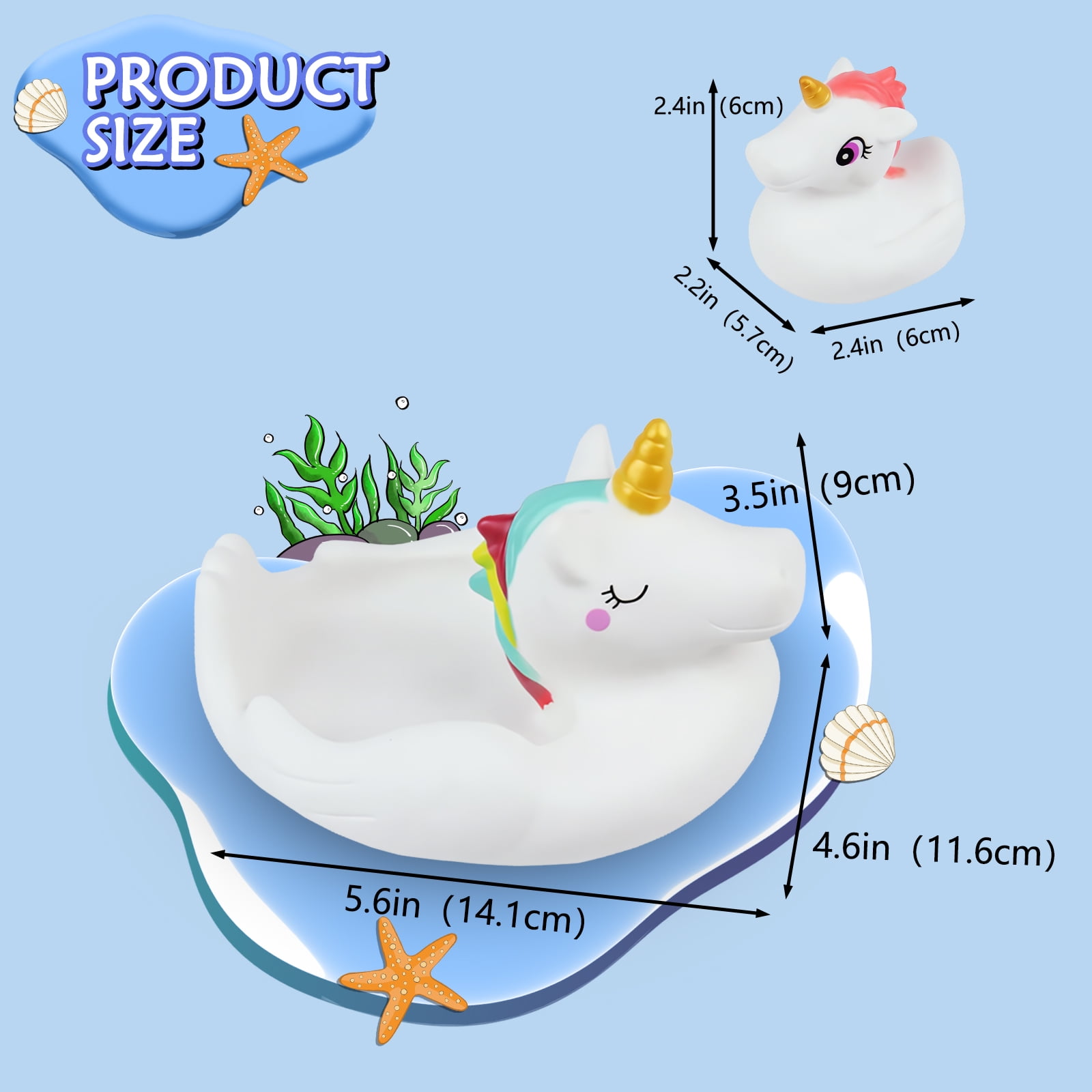 Timy Unicorn Bath Toy Set Floating Water Spray Toys for Toddlers (White, 4 Pcs) npju6