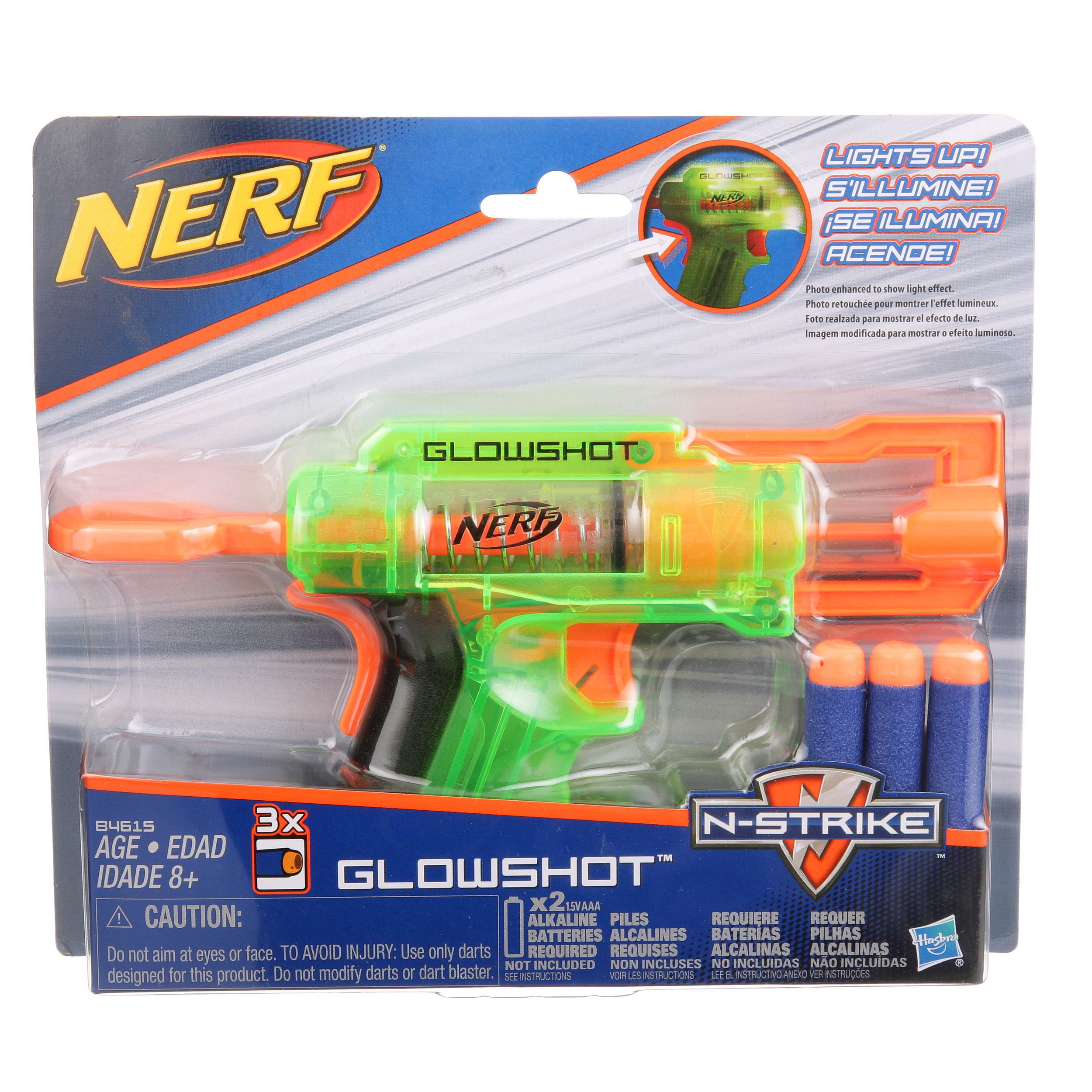 Nerf N-Strike GlowShot Blaster with Light-Up Feature (3 Darts Included) je9xk