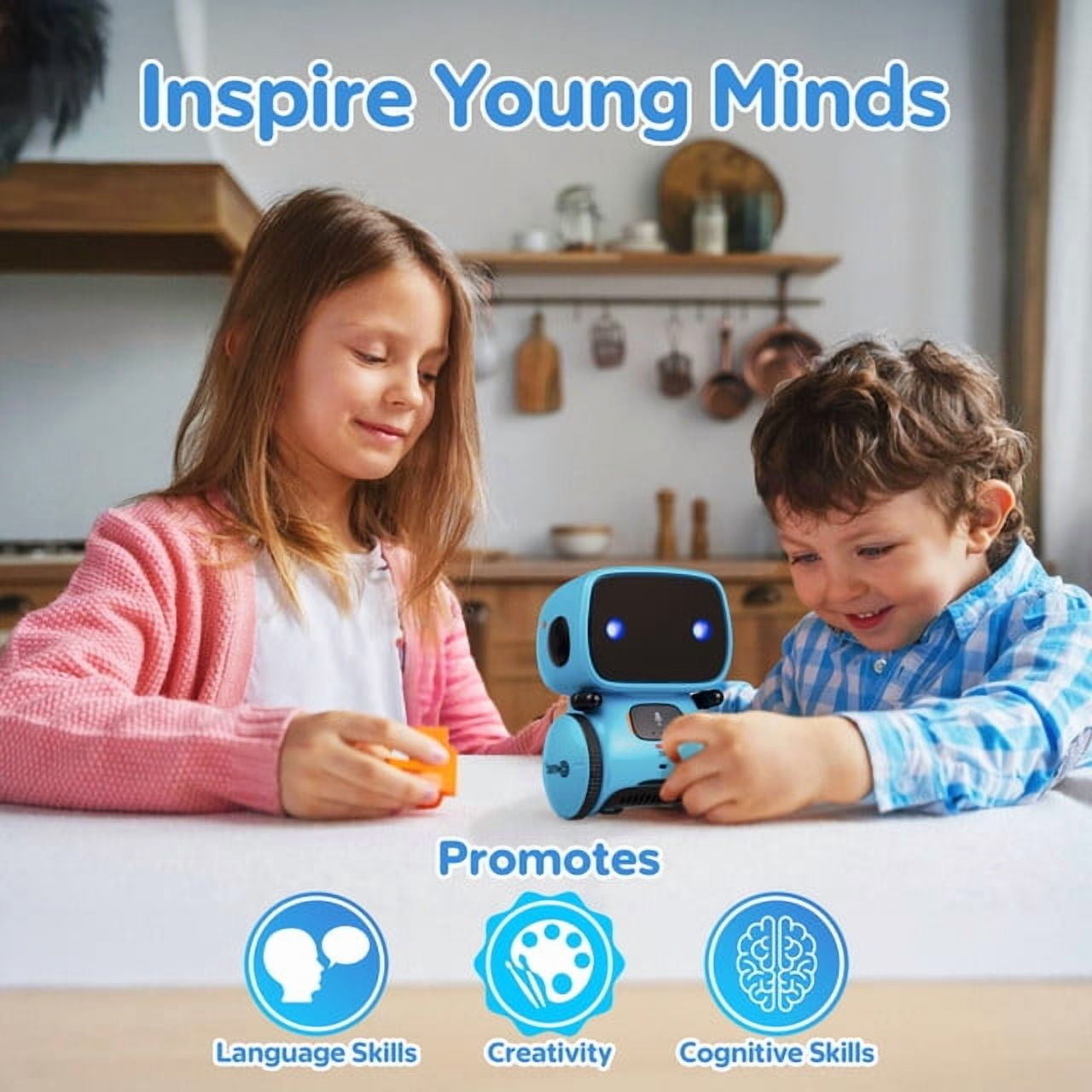 Contixo R1 Mini Interactive Smart Robot Toy for Kids, Voice Controlled Dancing and Singing Robot (Blue, 5 in) t7dao