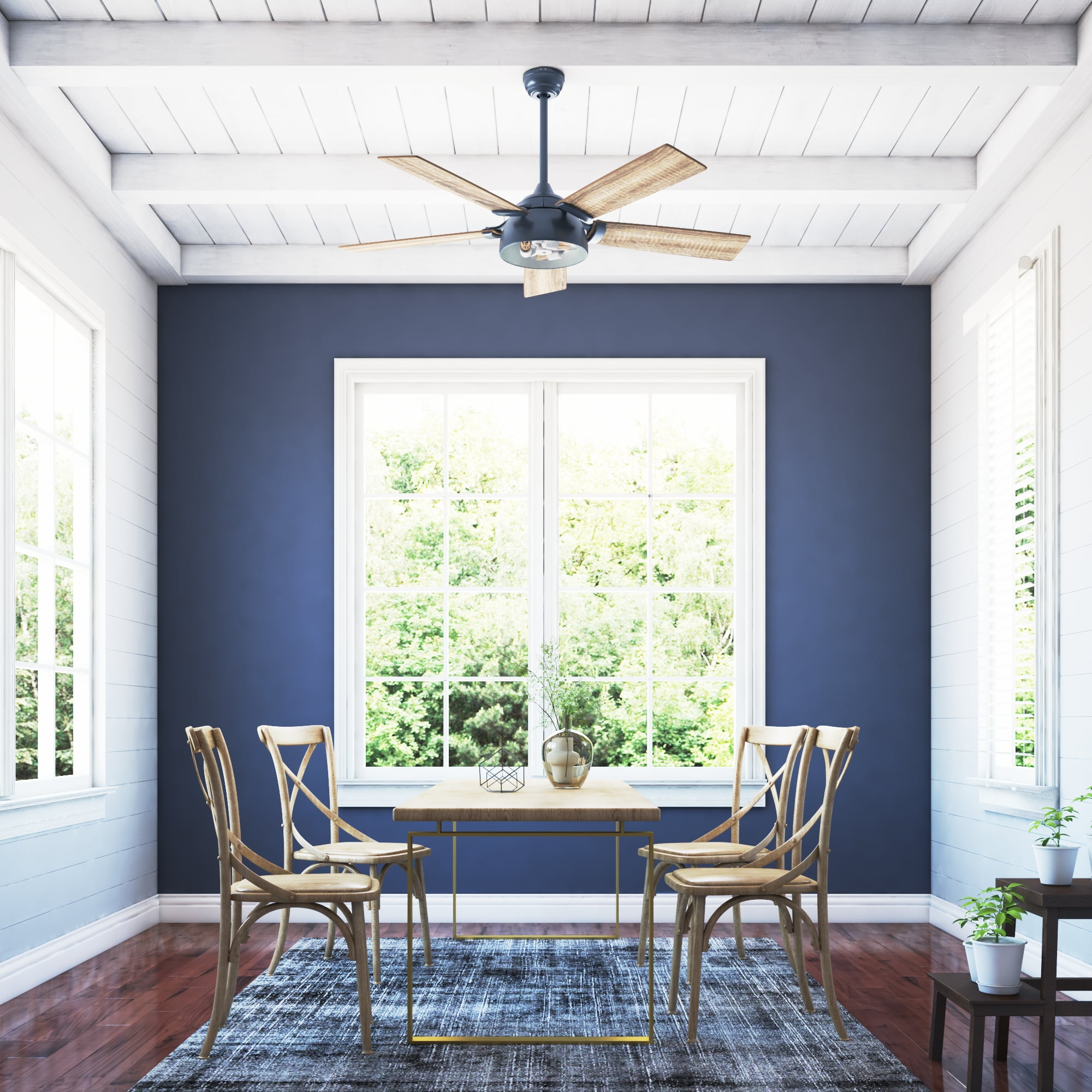 Prominence Home Octavia 52 in Ceiling Fan with Remote Control and LED Light (Sapphire Blue, 5 Blades) ivijb