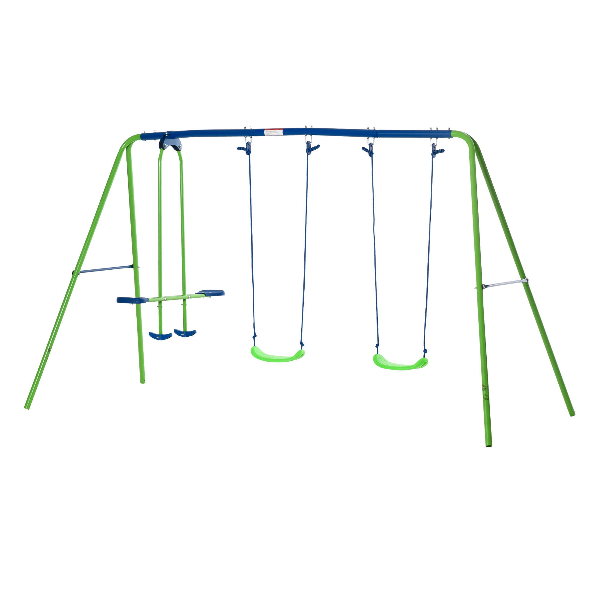 Outsunny Metal Swing Set with Glider and Two Adjustable Seats (Green, 110.25 in x 55 in x 70 in) fdgec