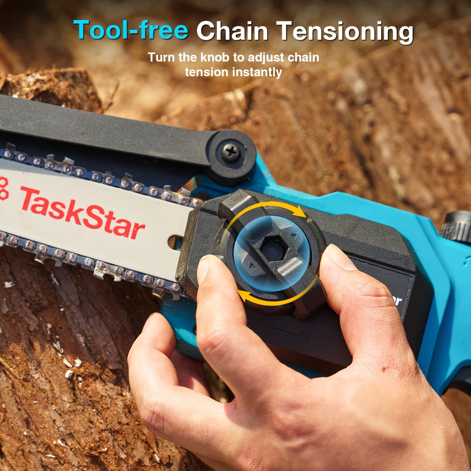 TaskStar 2-in-1 Cordless Pole Saw and Mini Chainsaw, 8 in Electric Handheld Pruning Tool (Blue, 15 ft Reach) j7rzr