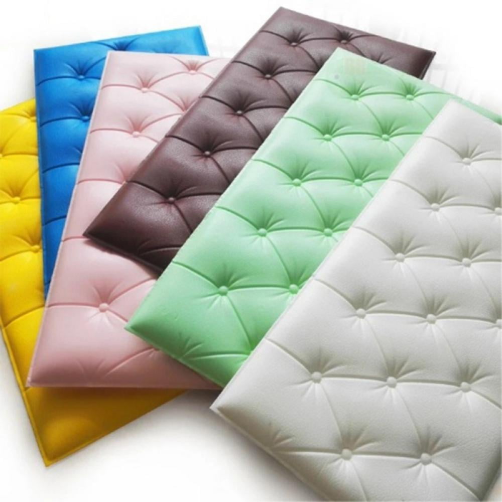 Rubrum Rosa 3D Self-Adhesive Wall Cushion Panels, Anti-Collision Upholstered Headboard Decor (White, 24 in x 12 in) 34wmg
