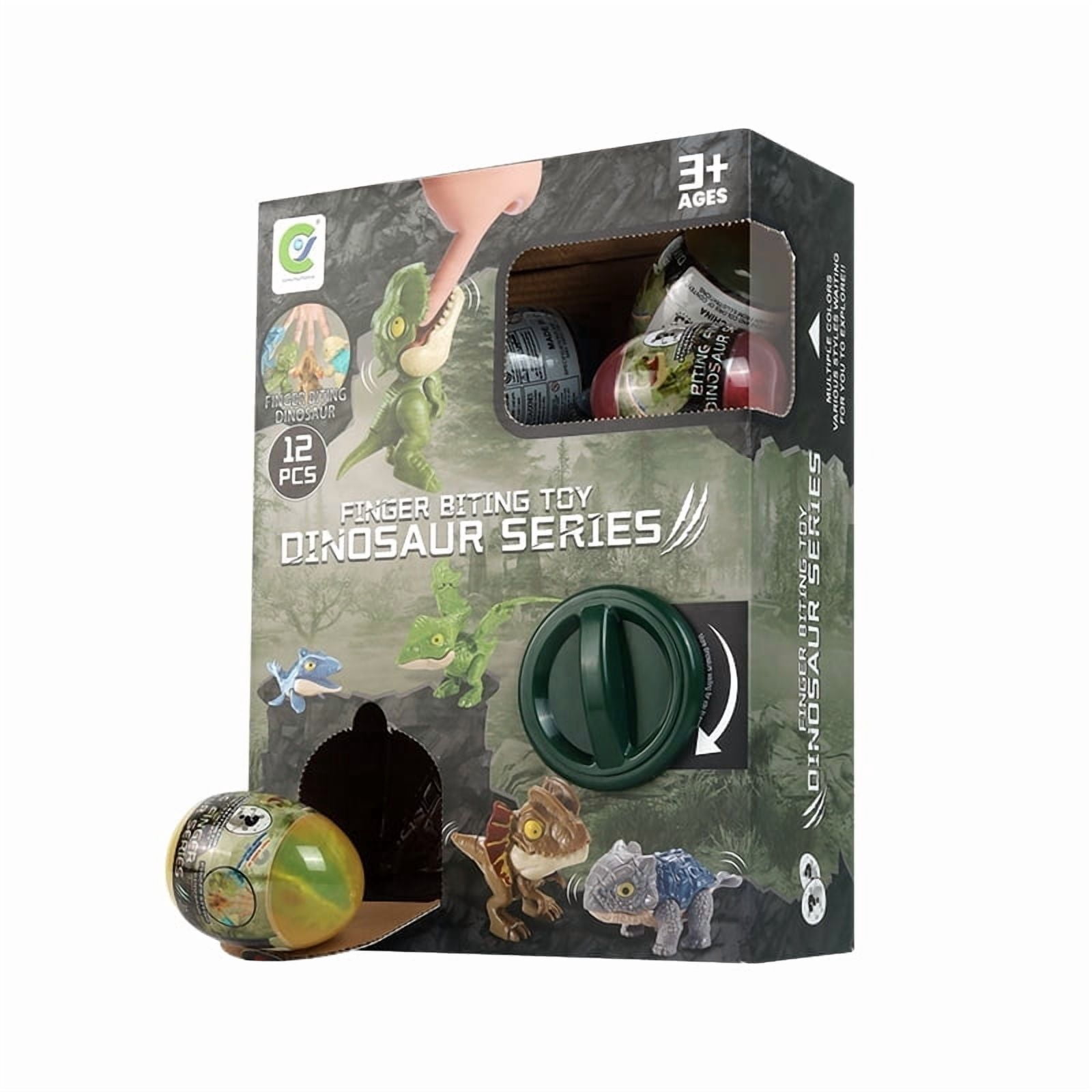 HNZENBW Dinosaur Egg Gachapon Toy Set with Biteable Fingertip Figures (Green, 12 Piece Set) mj3iq