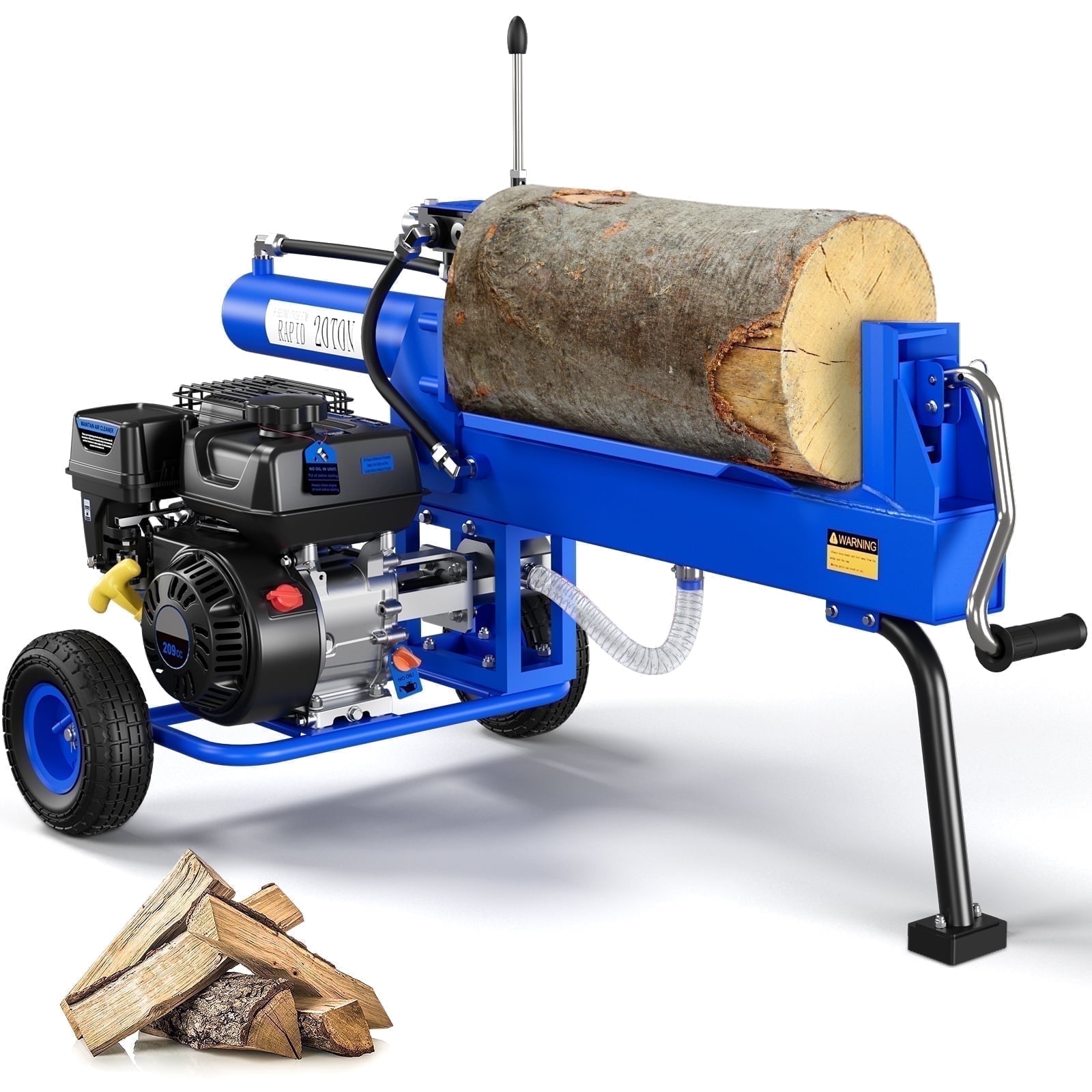Efurden Gas Log Splitter with 7 HP Engine and 20 Ton Hydraulic Ram (Blue, 20 in L x 16 in D) 6hre3