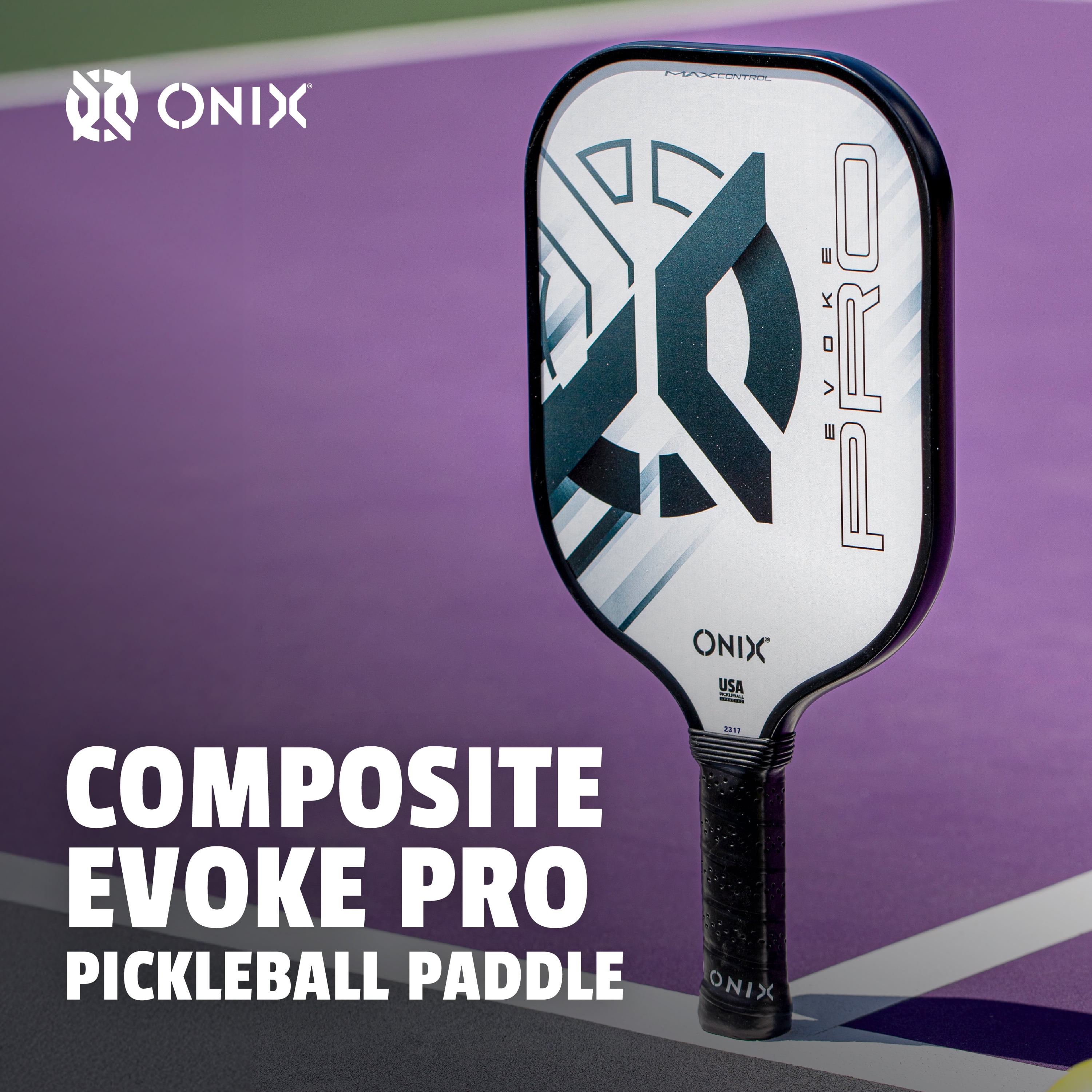 Onix Evoke Pro Pickleball Paddle with Composite Face and Polypropylene Core (Black, 8.2 oz) jkcj6