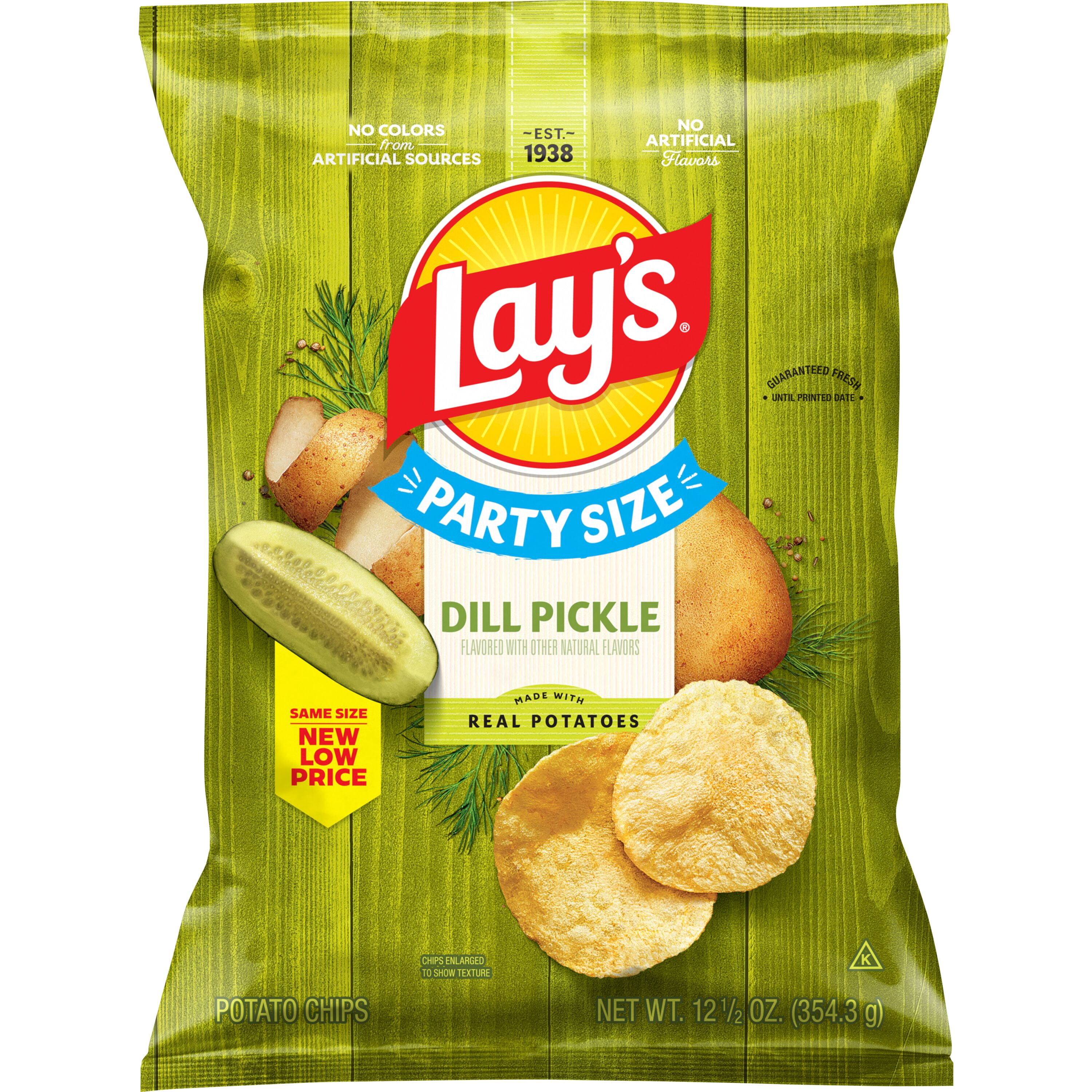 Lay's Dill Pickle Flavored Potato Chips, Tangy & Crispy Snack (12.5 oz) gwbio