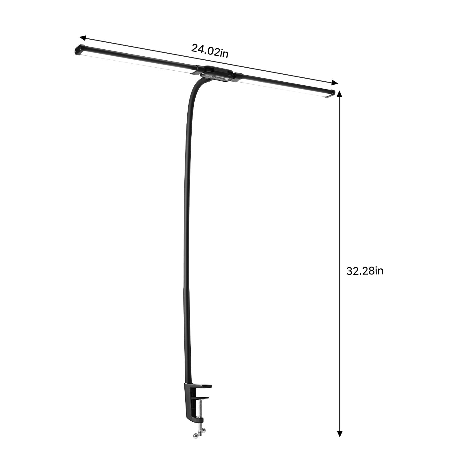 KFFKFF Dual Head LED Desk Lamp, Clamp-On Architect Light with Flexible Gooseneck, Eye-Friendly Workspace Lighting (Black, 24 in) wp9hj