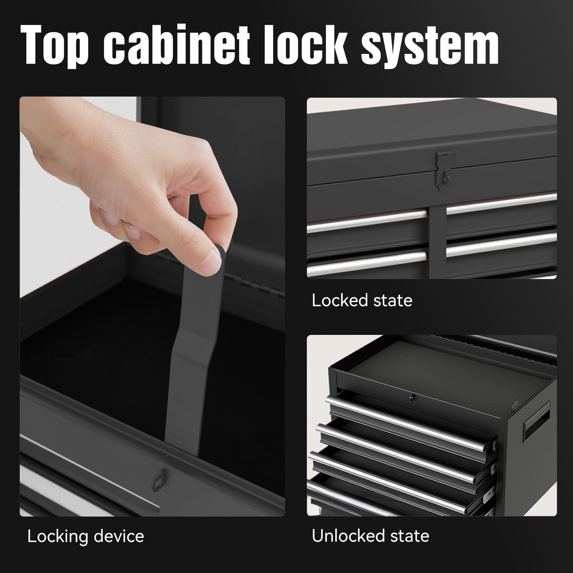 MAYEERTY 5-Drawer Rolling Tool Chest, Heavy-Duty Metal Storage Cabinet with Lockable Wheels (Black) 2auv9