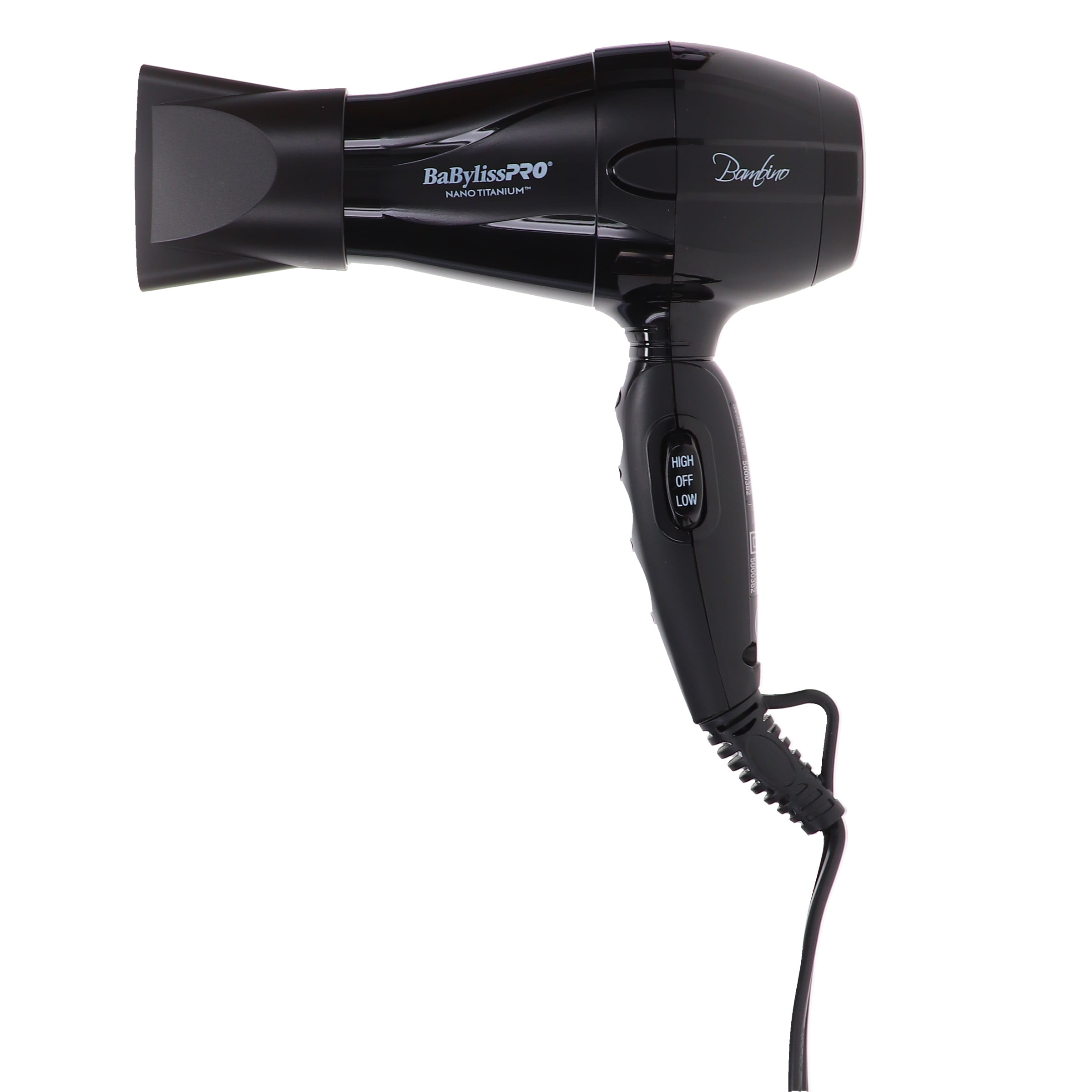 BaBylissPRO Nano Titanium Bambino Compact Dryer Professional Hair Styling Tool (Black, 1000 Watts) hwq41