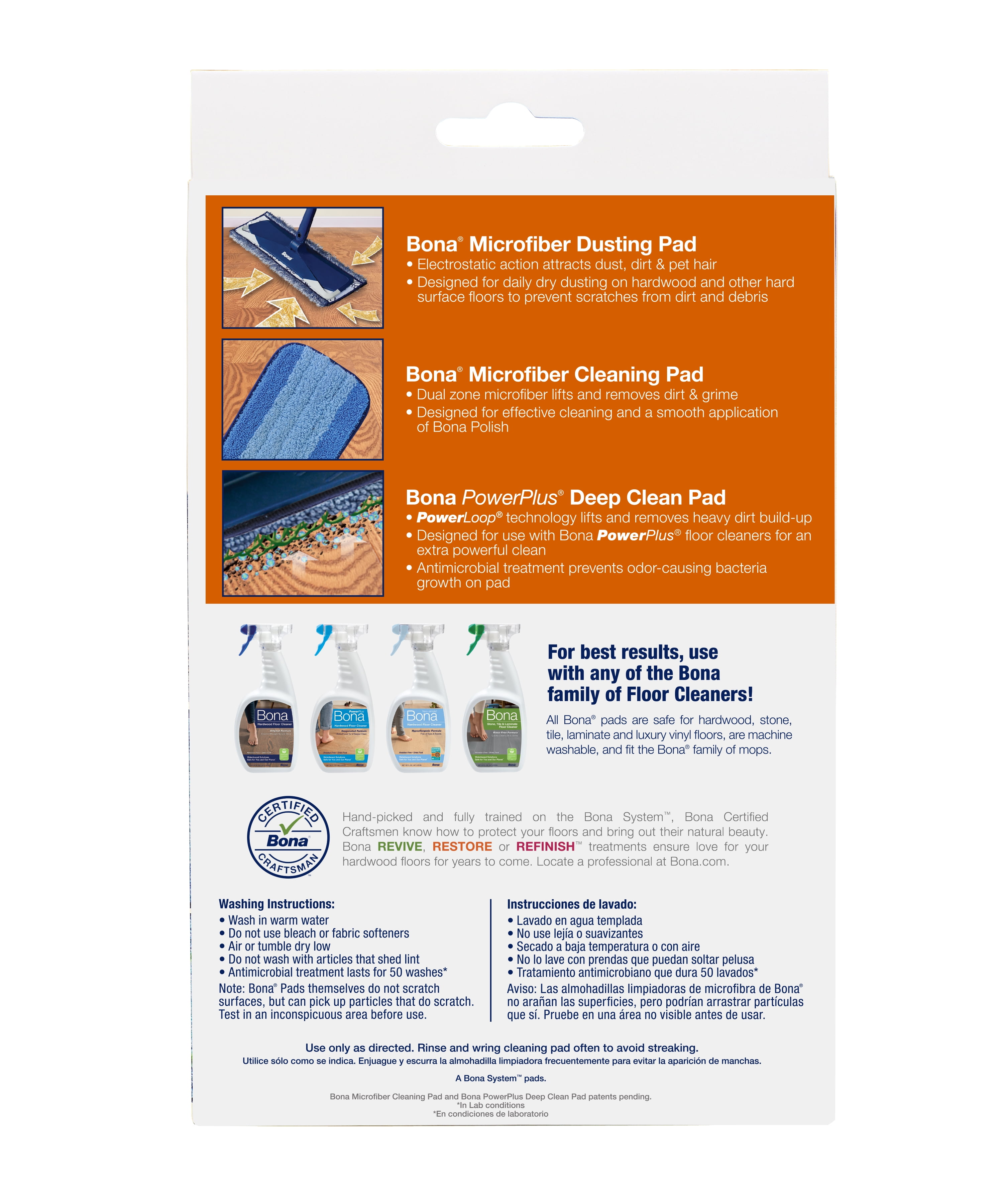 Bona Microfiber Floor Cleaning Pad Set (Blue, 1 Pack) p17le