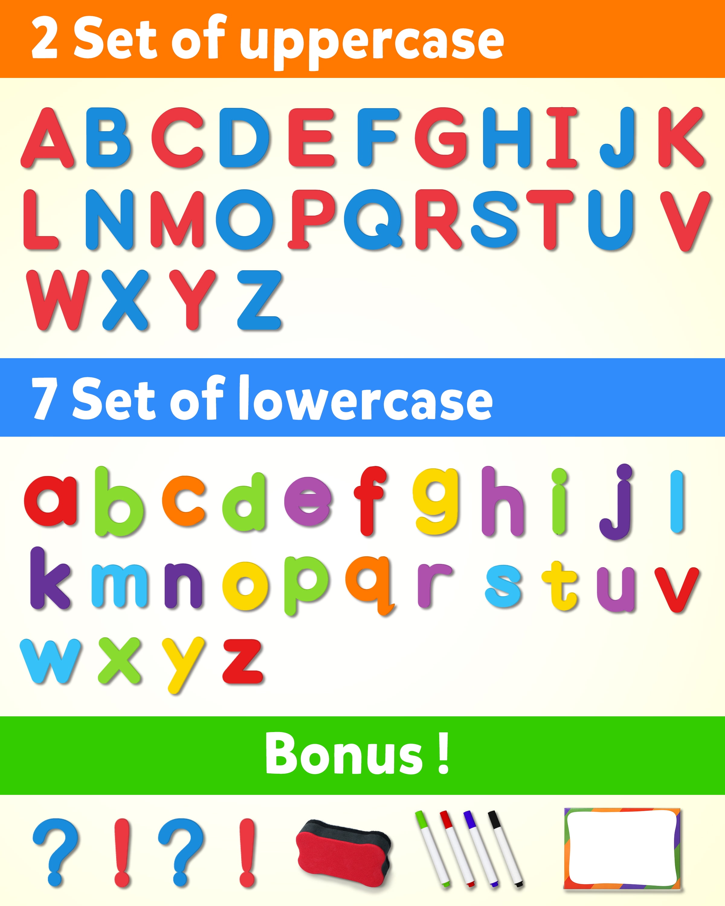 Coogam Magnetic Alphabet Letters Set with Board and Markers (234 Pieces, Multicolor) 8ehko