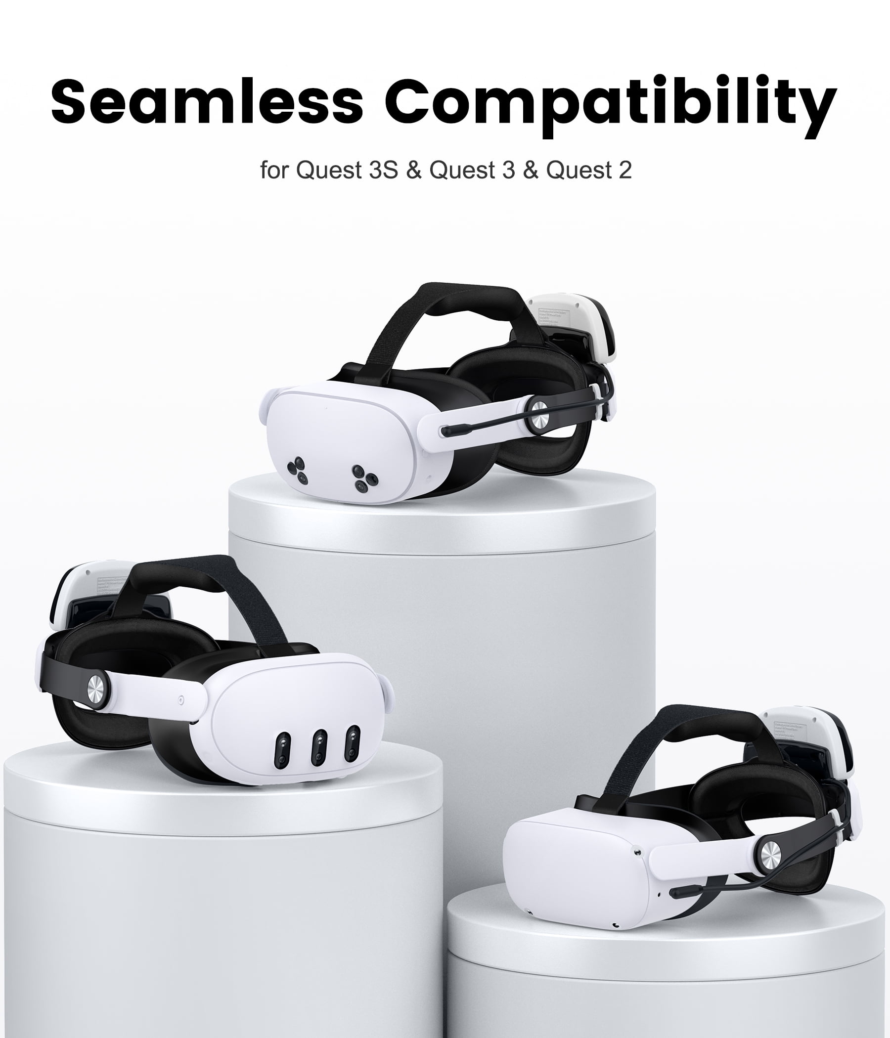 QQV Battery Head Strap for Meta Quest 3, 3S, and 2 (White, 10000mAh) trczx