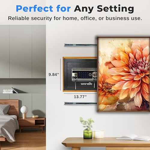 SereneLife Electronic Fingerprint Home Safe Box (Steel, 13.77 x 9.84 x 9.84 in) mhhqk