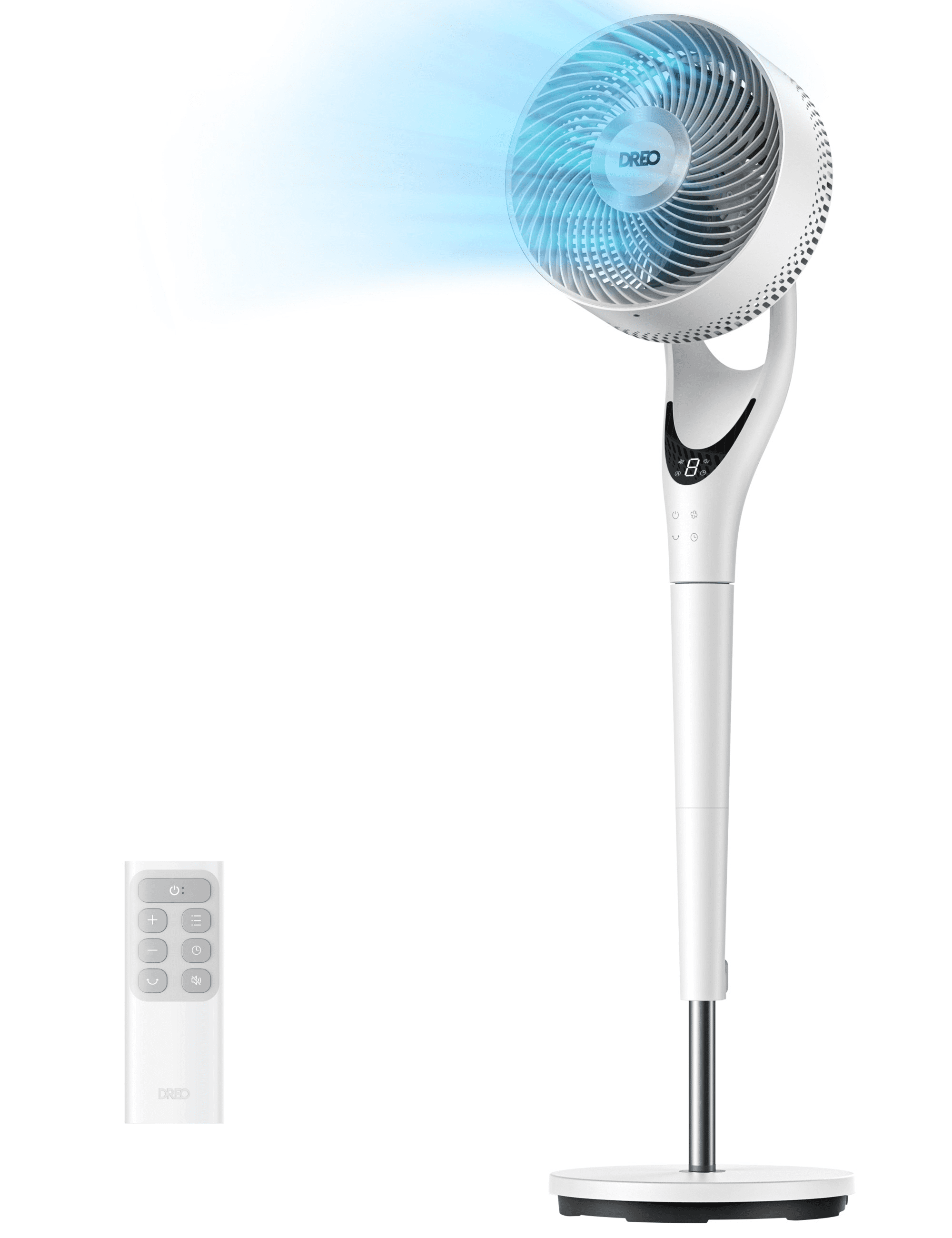 DREO TurboPoly 154 Ultra-Quiet BLDC Fan with 9 Speeds and 3 Modes (White) gfxnv