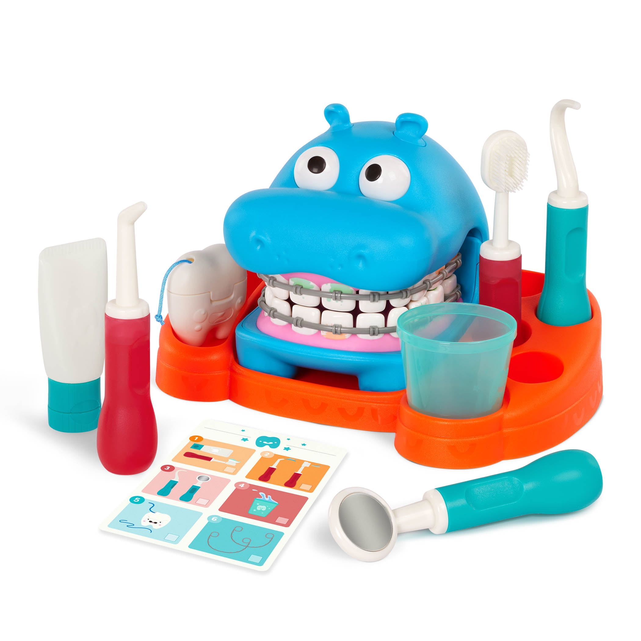 Battat Hippodontist Dentist Pretend Play Set with 15 Accessories (Multi-color, 15 Piece Set) 6ezwq