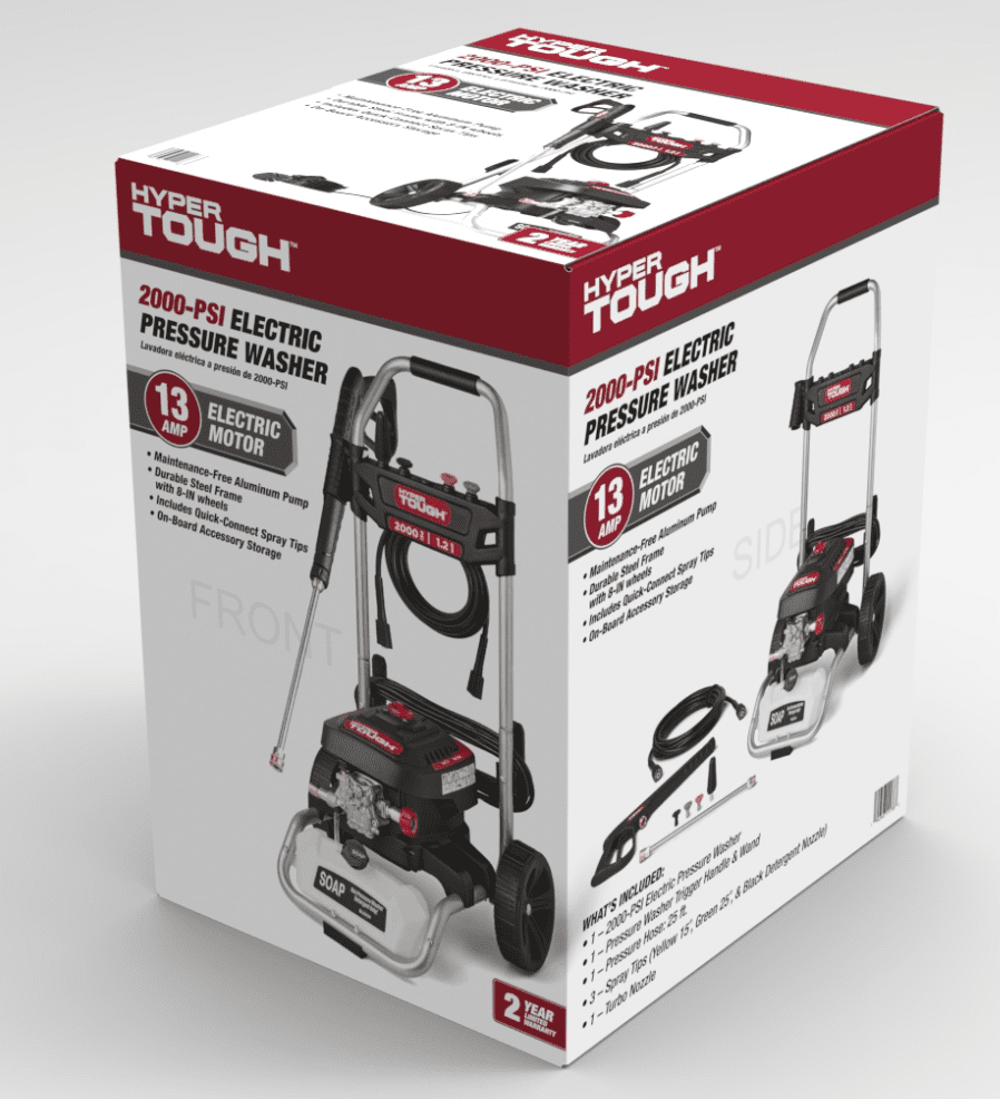 Hyper Tough Electric Pressure Washer, 2000 PSI at 1.2 GPM, Cold Water Cleaning System (120 V) h732n