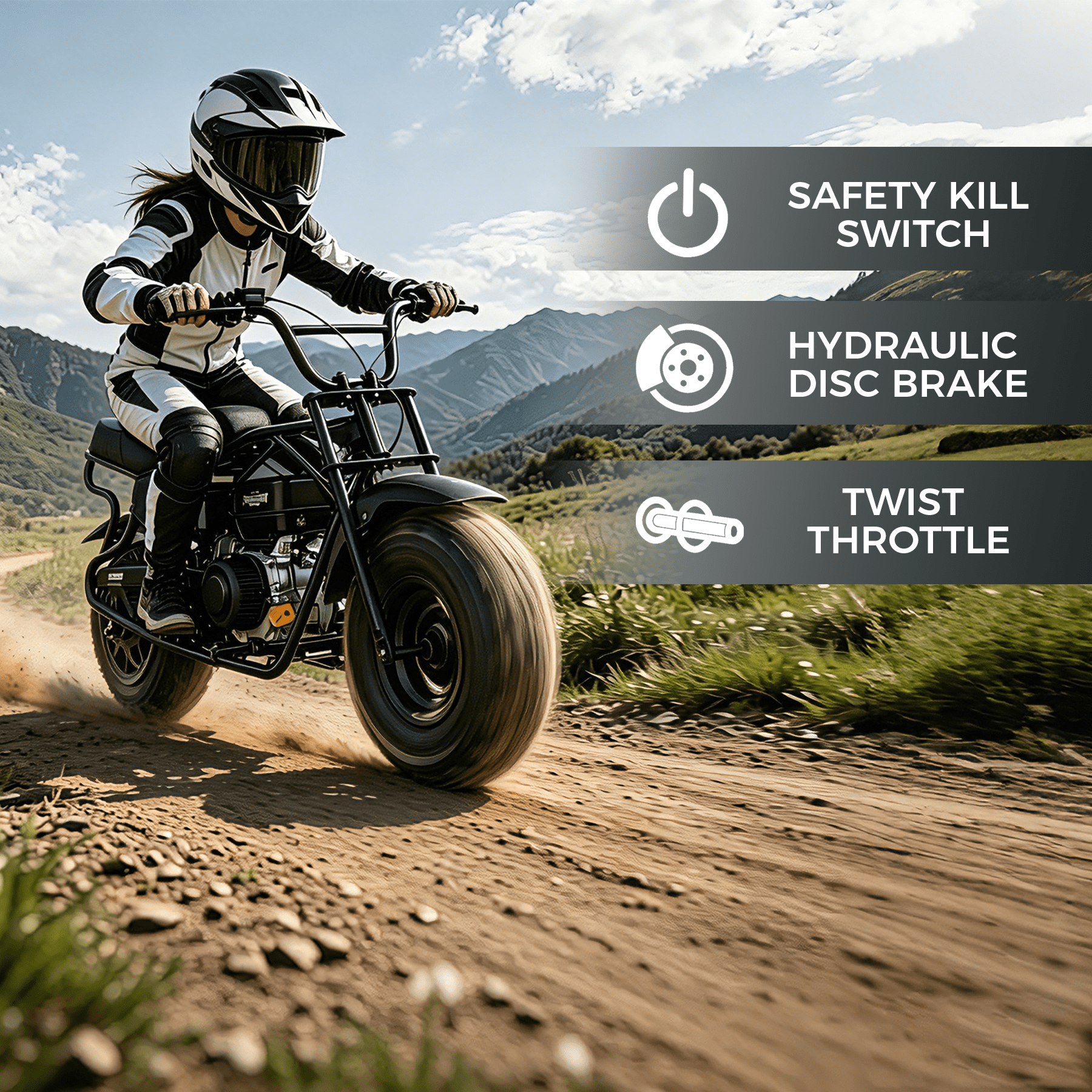 Oryxearth BRM200-2 4-Stroke Gas Powered Minibike, Off-Road Trail Dirt Bike for Adults and Teens (Black, 200 lb Capacity) iqjxm