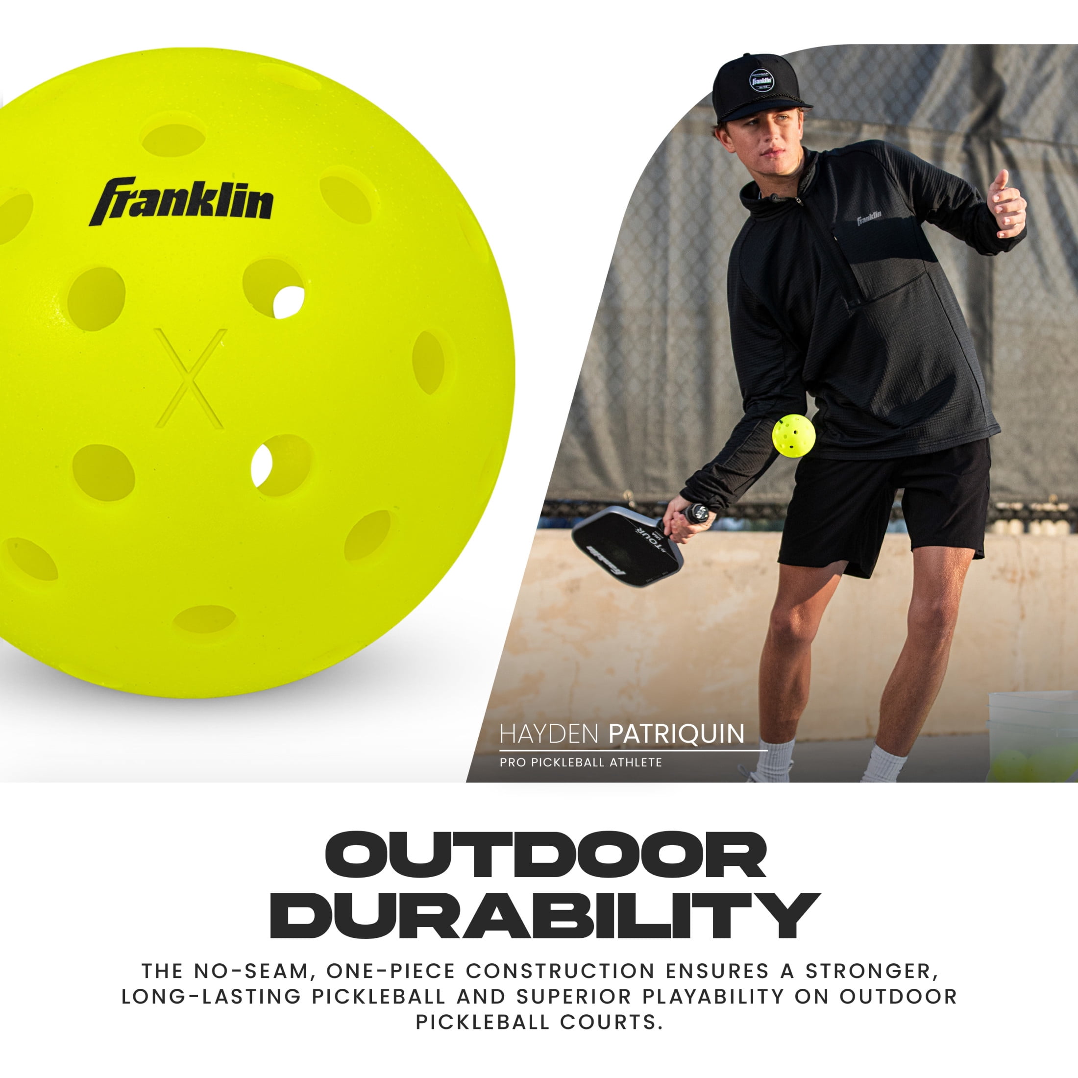 Franklin Sports X-40 Outdoor Pickleballs Professional Tournament Grade (Optic Yellow, 3 Pack) c918h
