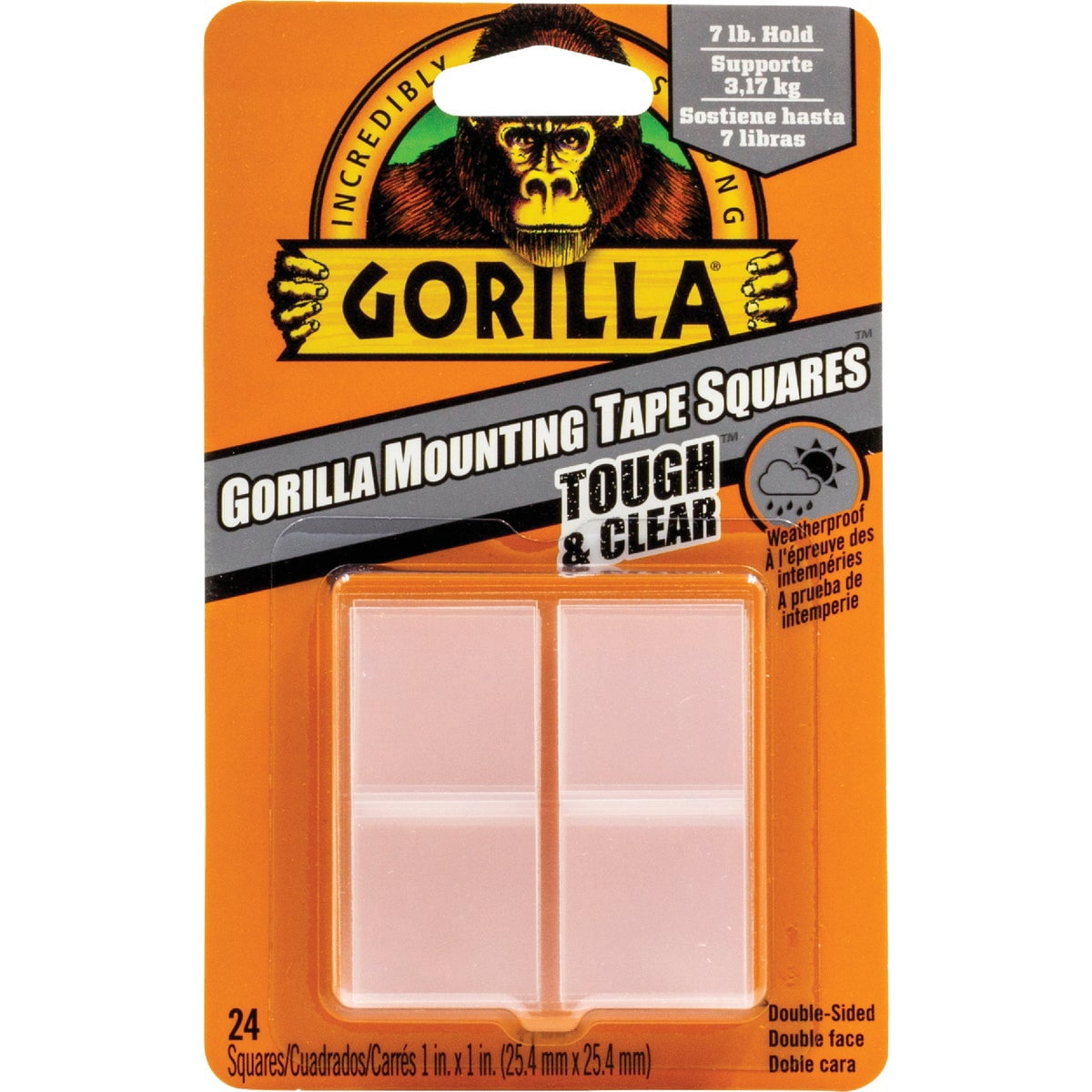 Gorilla Mounting Tape Squares Tough & Clear Double-Sided Adhesive (Clear, 2 Pack) mlo2l