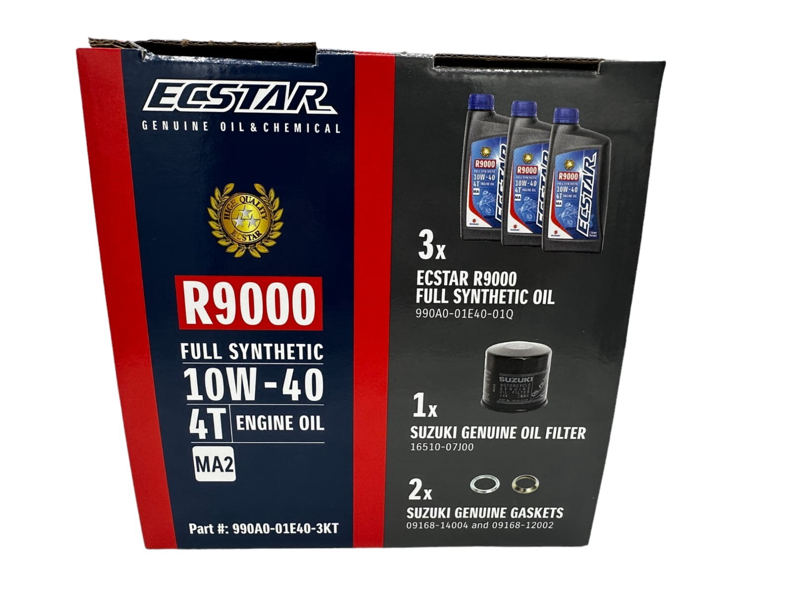 Suzuki Ecstar R9000 FS Full Synthetic Motorcycle Oil Change Kit (4 Quarts) 8fb3b