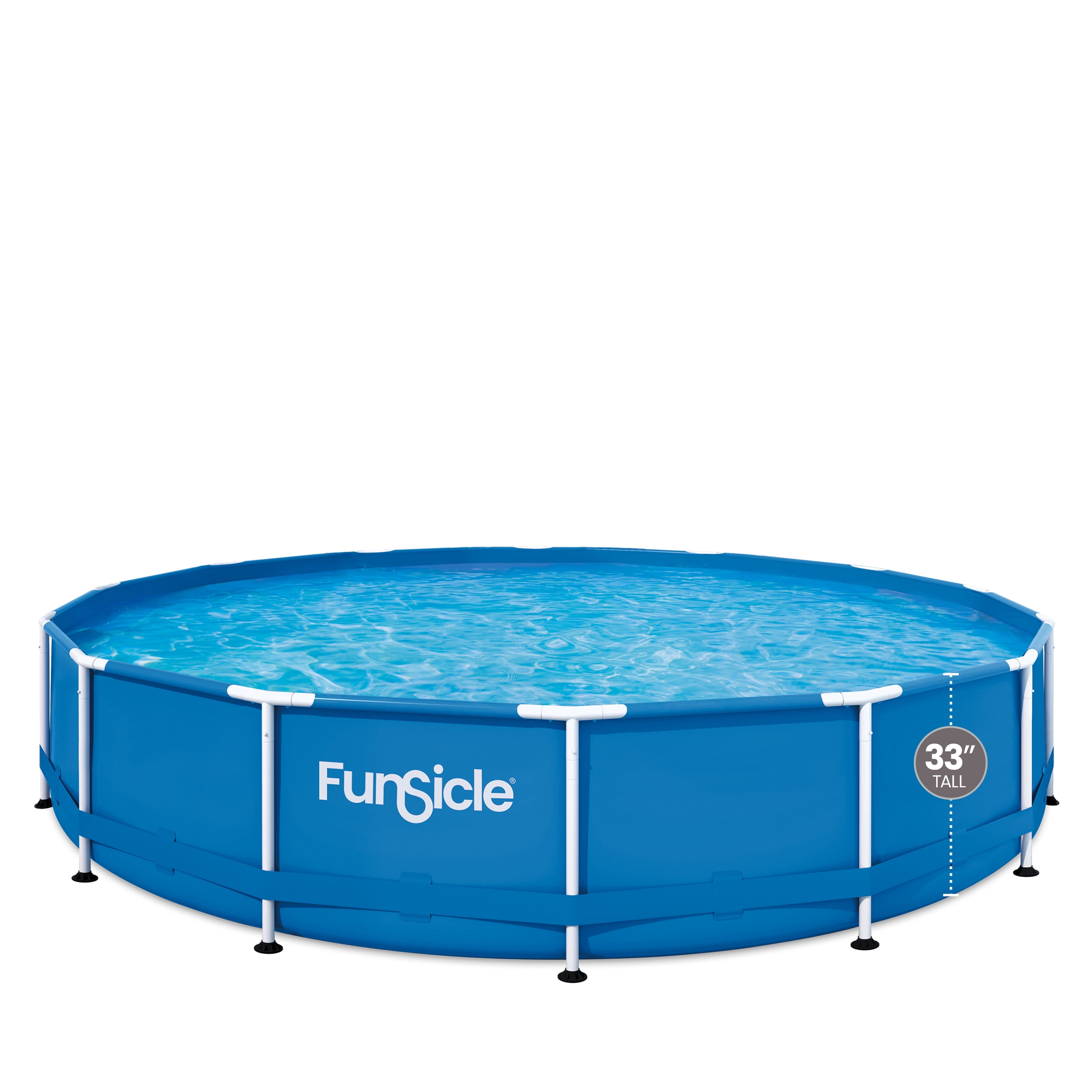 Funsicle 14ft Round Above Ground Metal Frame Swimming Pool with SkimmerPlus Pump (Blue, 14 ft x 33 in) hbba3