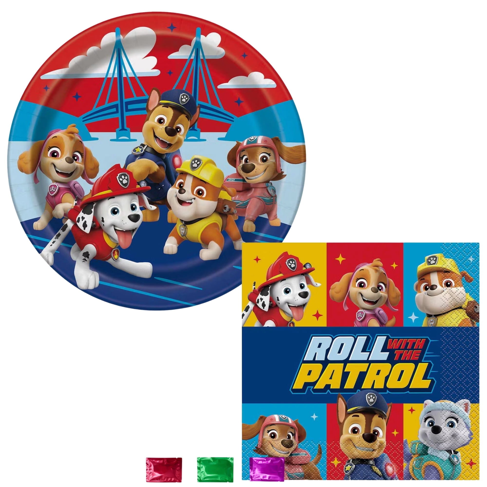 Greenbrier International Paw Patrol Party Supplies Set (8ct Plates, 16ct Napkins) Disposable Birthday Tableware (9 in) giey1