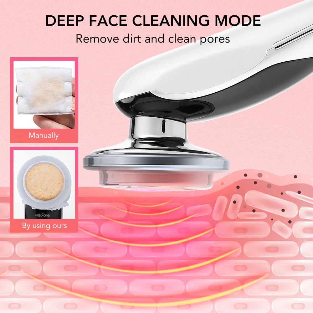 Mofajang 7-in-1 Facial Massager Device, LED Light Therapy Skin Tightening Tool, Electric Face Lifting & Rejuvenation (White, 1 Count) m6ddm
