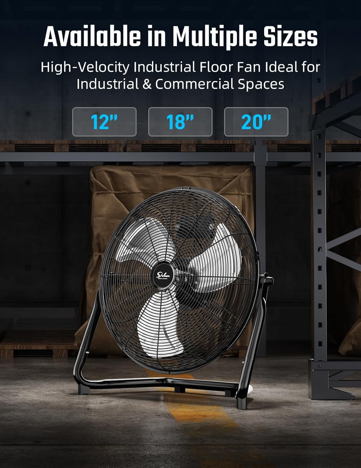 Simple Deluxe 12 in High Velocity Floor Fan, 3-Speed Heavy Duty Metal Air Circulator for Home and Workshop (Black, 12 in) y98by