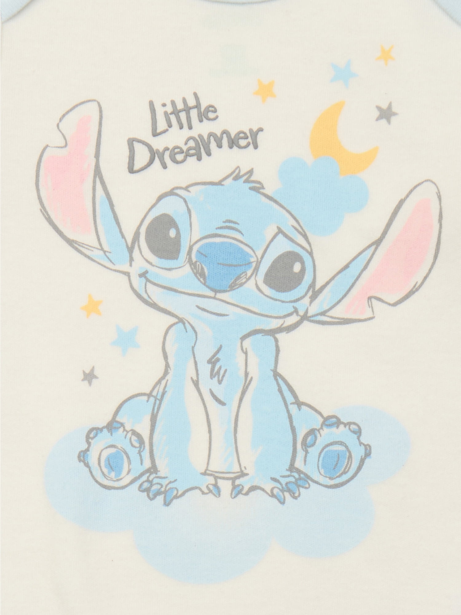 Lilo & Stitch Baby Bodysuit Set, Soft Cotton Blend Short Sleeve Rompers (Blue, 3-Pack) qr5sm
