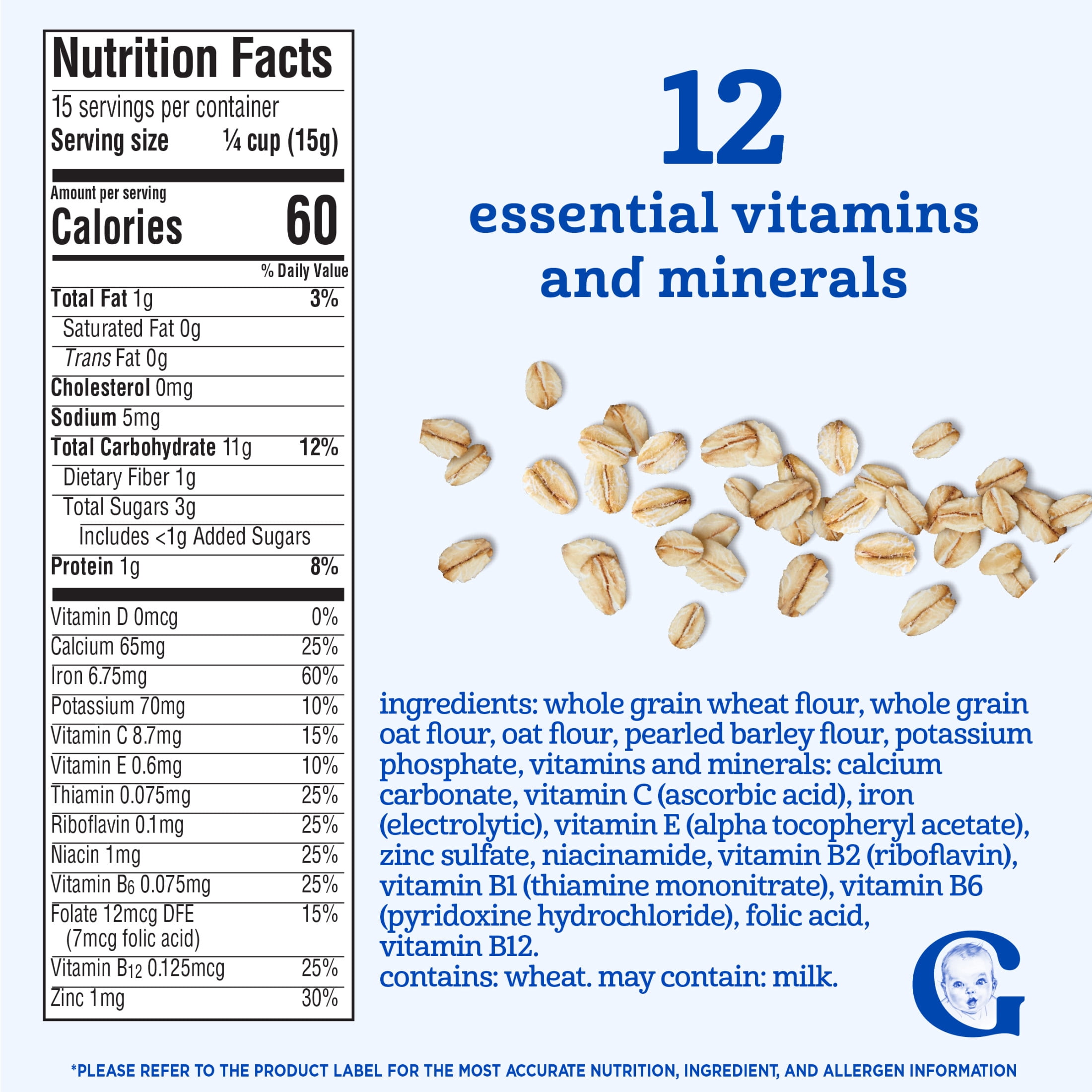 Gerber Multigrain Baby Cereal, Iron-Fortified Infant Breakfast, Stage 2 (8 oz) x1v23