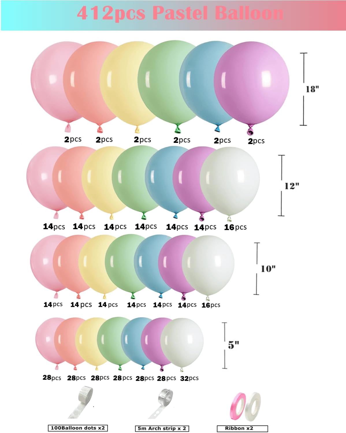 Party Decor Balloon Garland Arch Kit (Red, Black, White, 412 Pieces) fdnff
