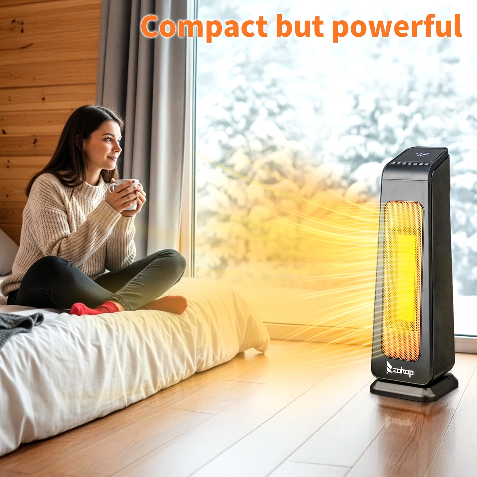 Ktaxon 23 in Portable Electric Space Heater with Remote Control and 70 Degree Oscillation (Black) 8rclh