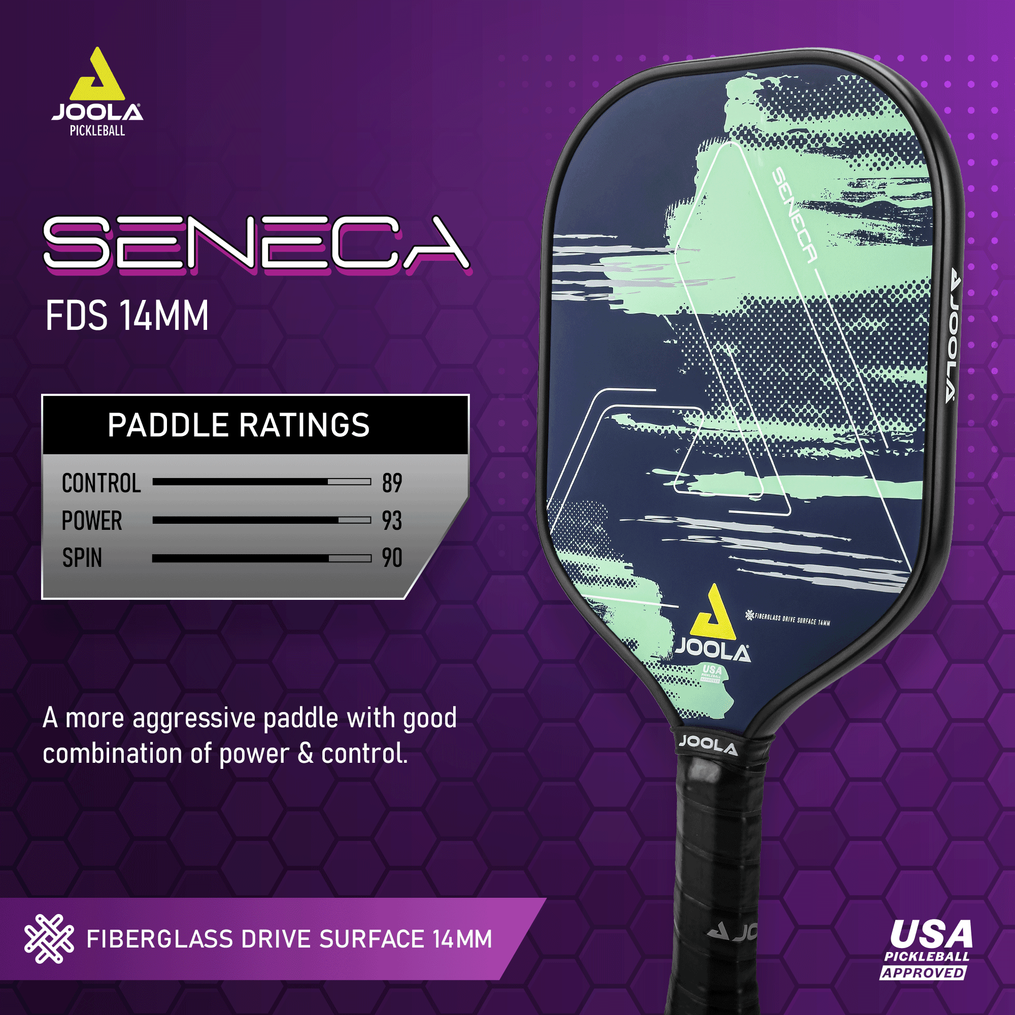 JOOLA Seneca Carbon Drive Surface Pickleball Paddle (Blue, 8.1 oz) varcd - Image 2