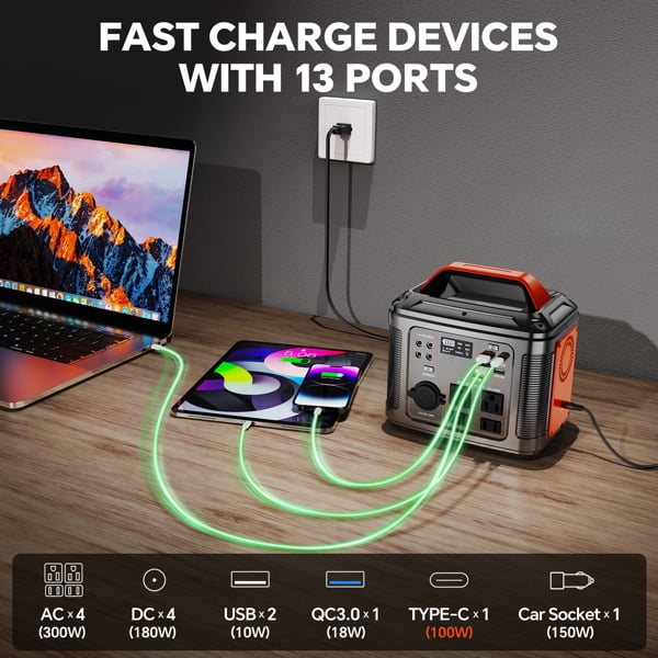 Powerbank Portable Power Station with 60W Solar Panel (Black, 296Wh) 9r75v - Image 4