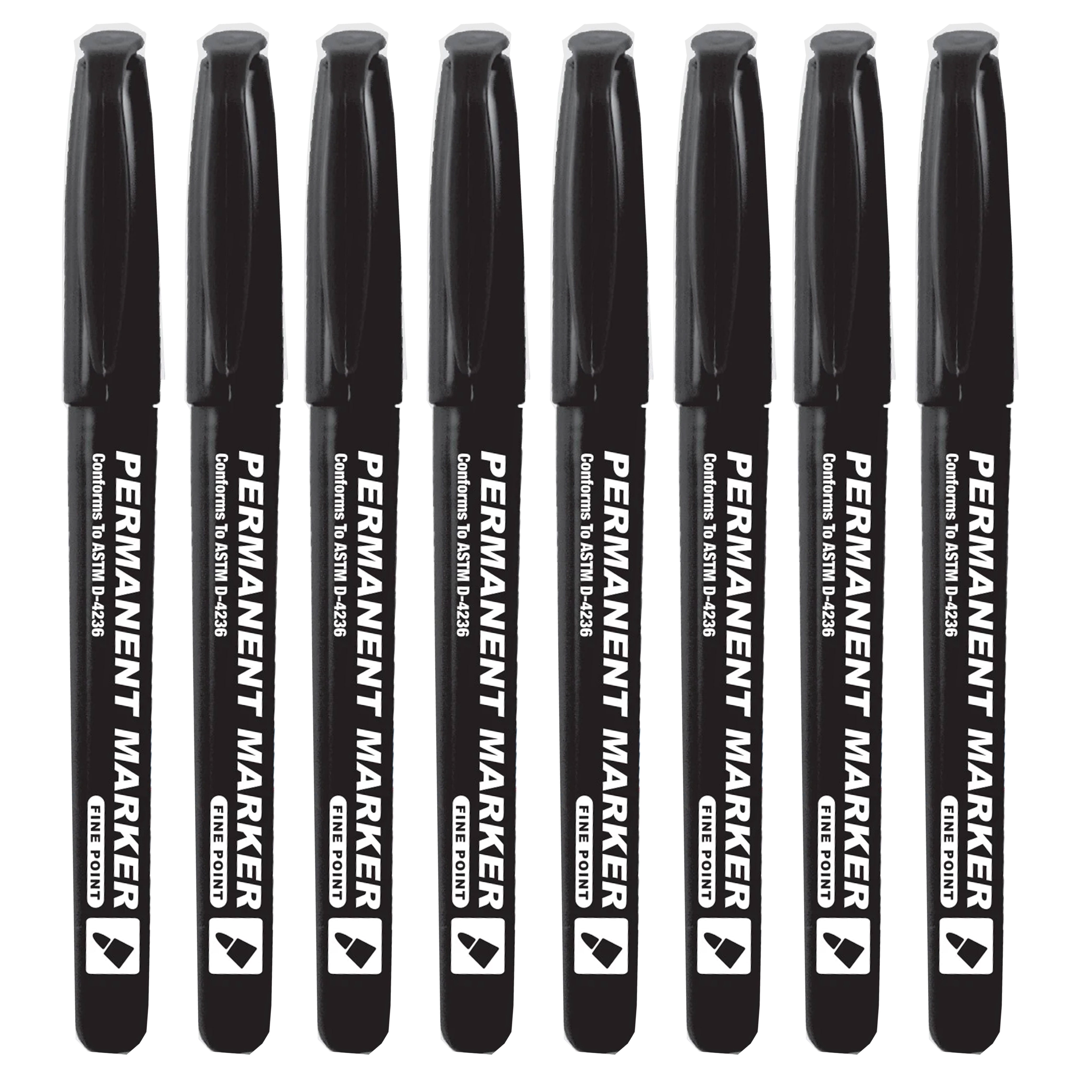 BAZIC Permanent Markers Fine Point Waterproof Ink (Black, 8 Pack) dwfet - Image 2