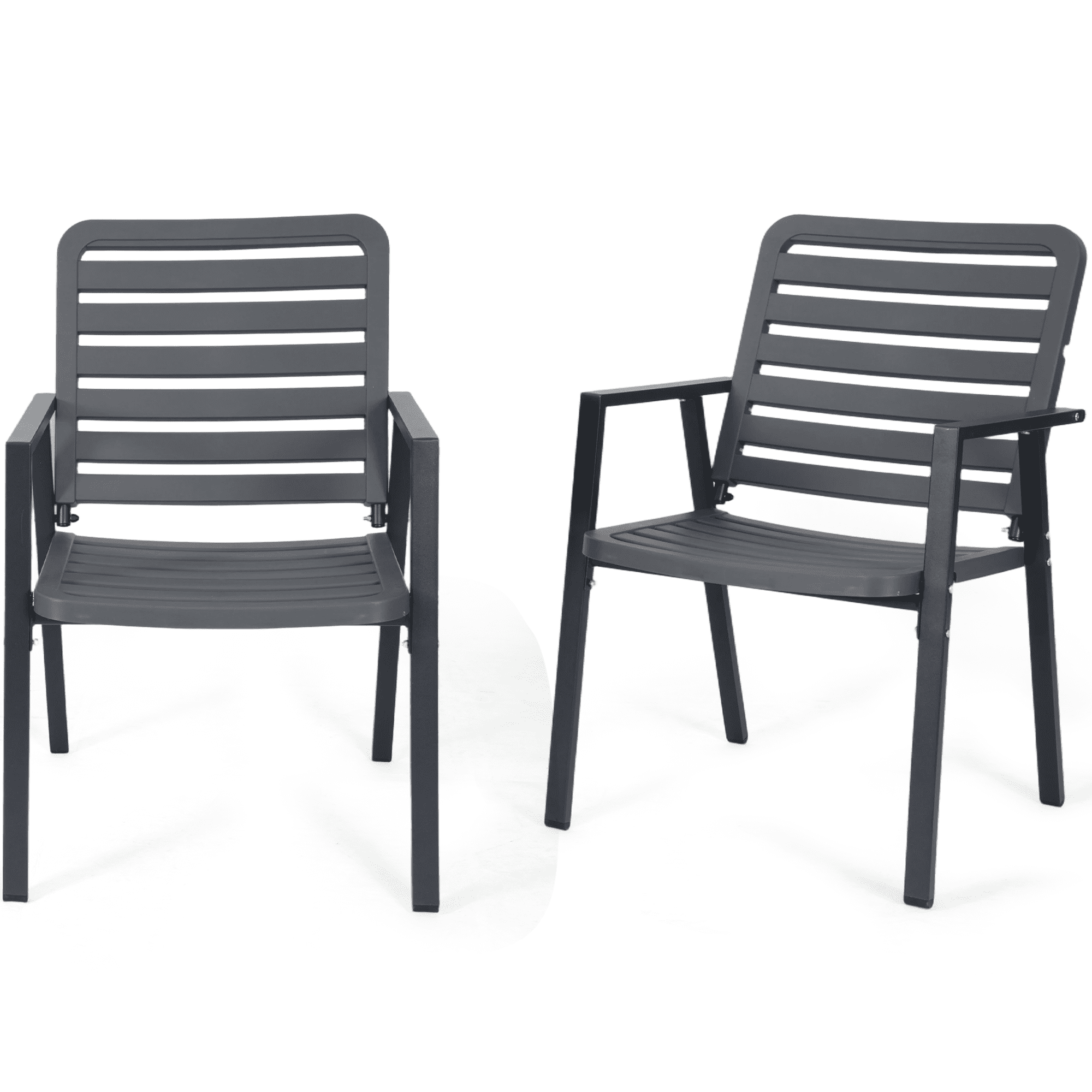 DELMANGO Outdoor Patio Dining Chairs with Metal Frame, All-Weather Garden Seating (Gray, Set of 2) e6uyh