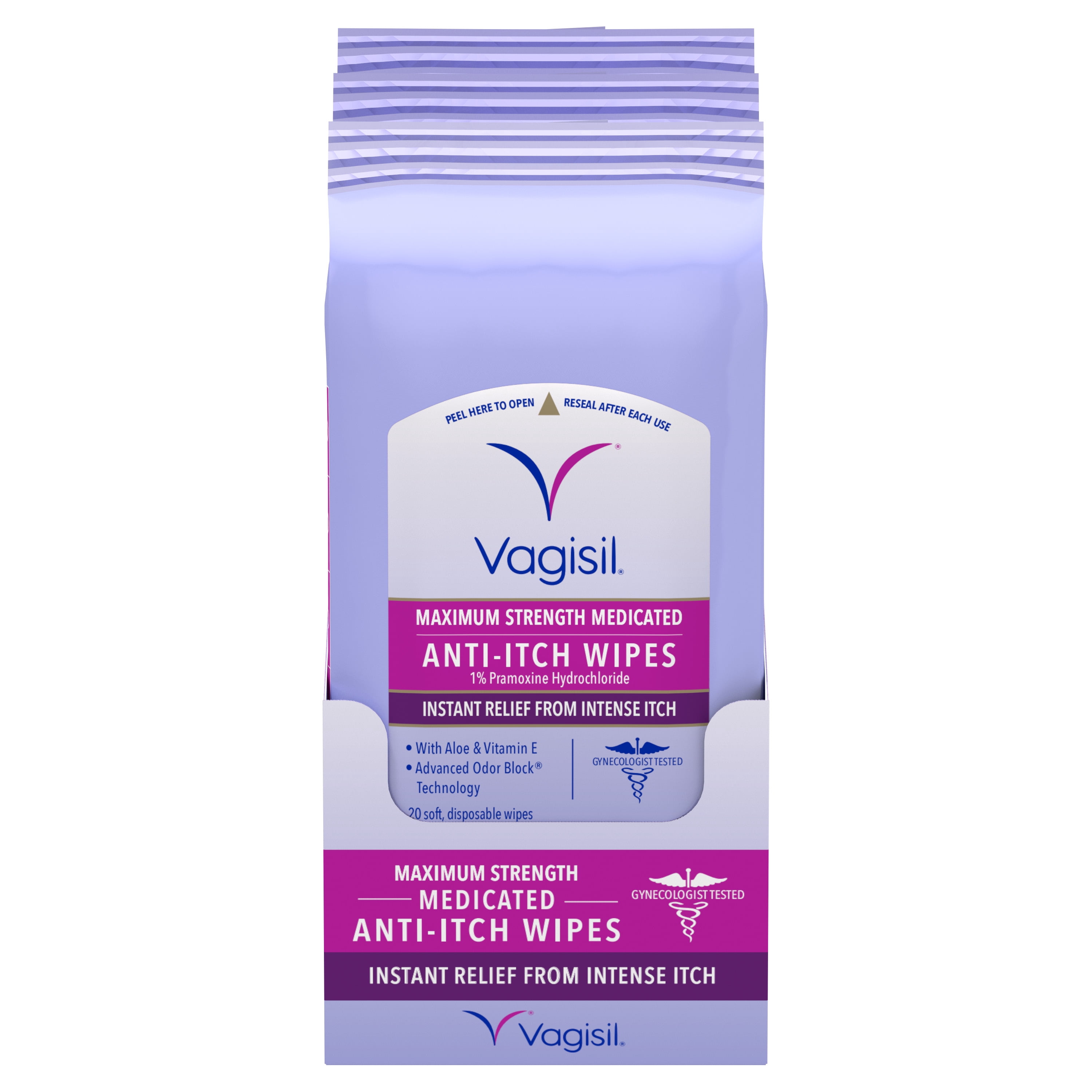 Vagisil Maximum Strength Anti-Itch Feminine Wipes (Unscented, 60 Count) 28jpb