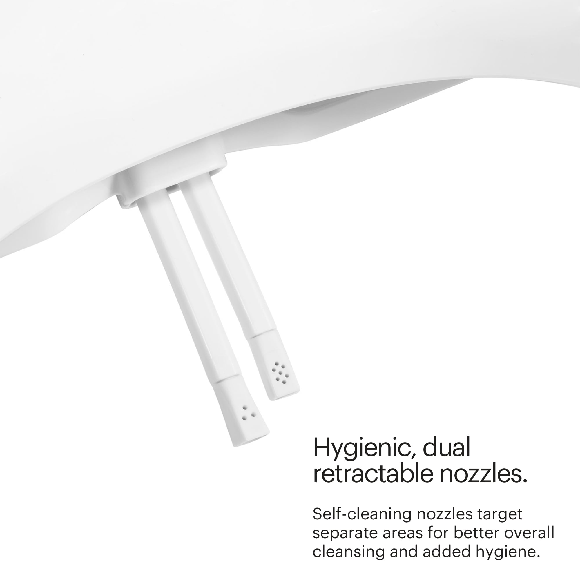 Brondell Ecoseat 101 Non-Electric Bidet Toilet Seat, Dual Nozzle System, Ambient Water Temperature, Fits Elongated Toilets (White, 20.03 in x 14.39 in x 2.55 in) agueb