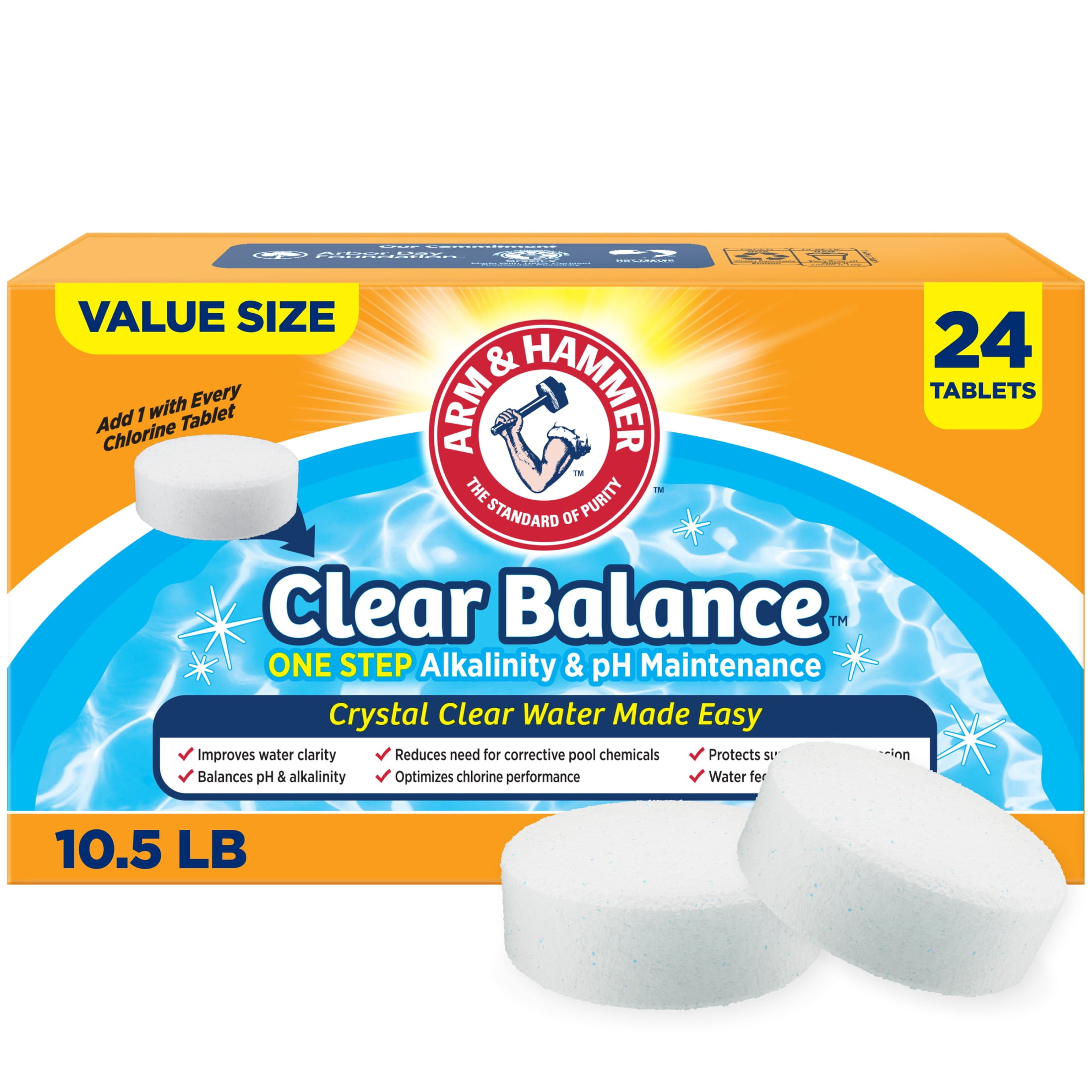 ARM & HAMMER Clear Balance Pool & Spa pH Maintenance Tablets (Clear, 24 Count) gesgg