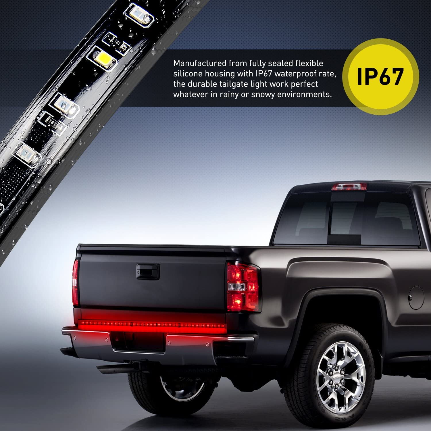 Nilight LED Tailgate Light Strip with Brake, Turn Signal, and Reverse Functions (Red/White, 49 in) bz1wl