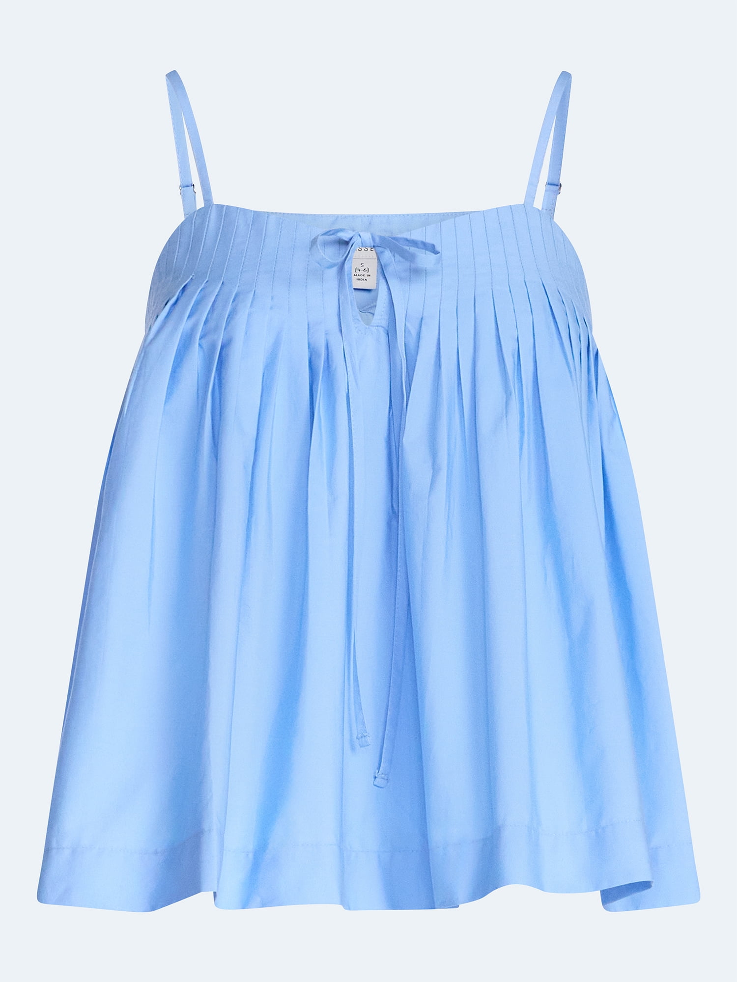 Free Assembly Women's Cotton Pintuck Sleeveless Top (Blue, XS) b5q13