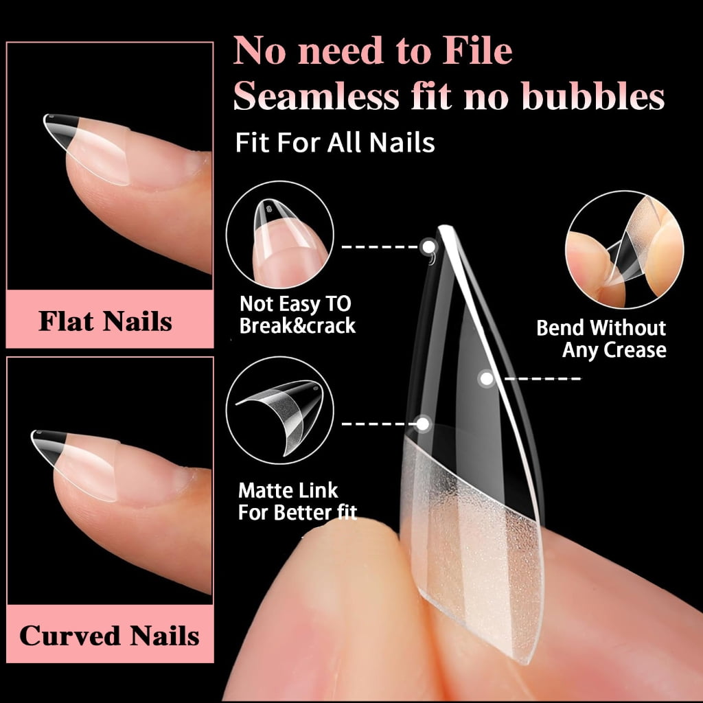 ROZYARD Clear Nail Tips for Acrylic Nails, Soft Gel Half Cover Tips (Clear, 600 Count) 7ogeb