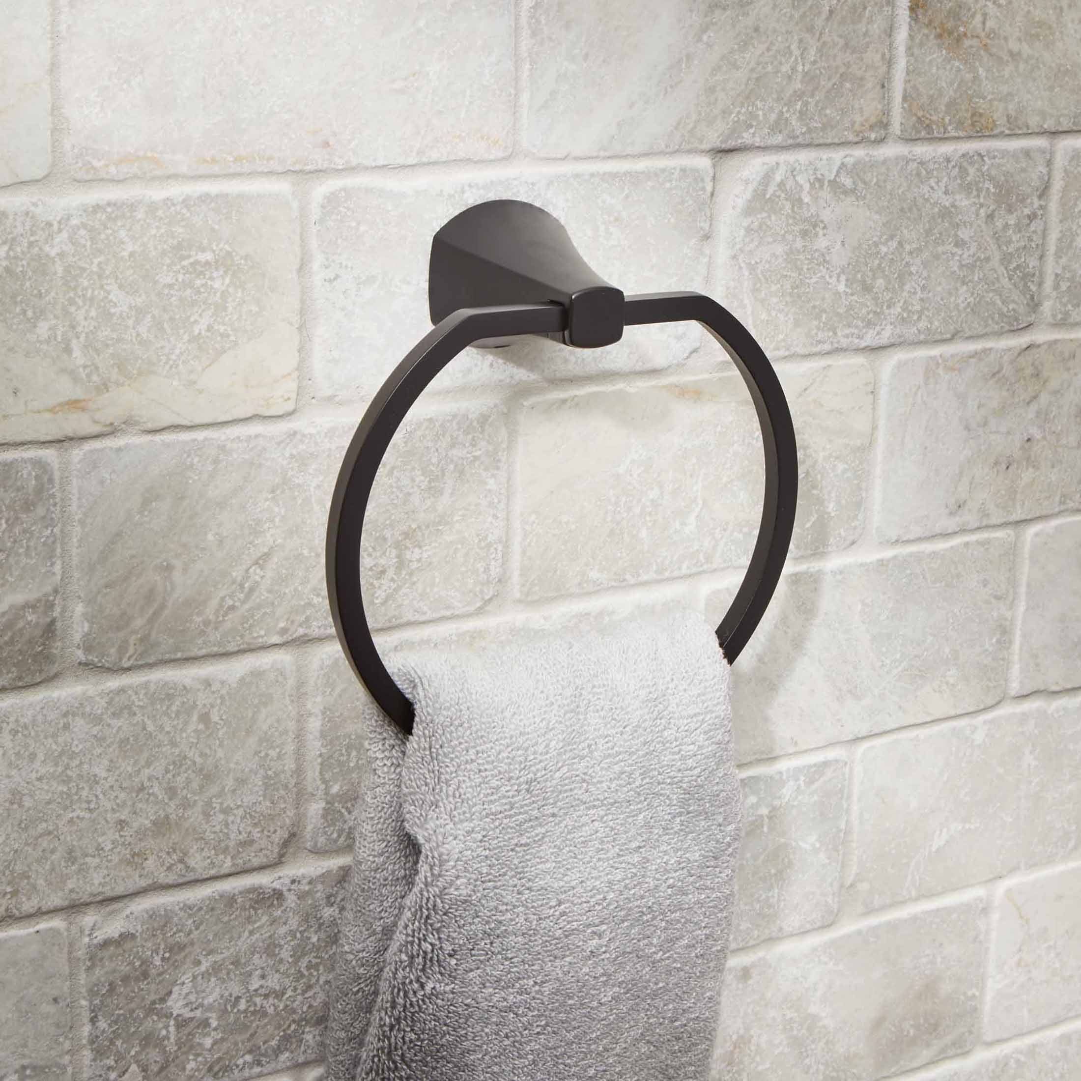 Better Homes & Gardens Simple Flare Wall Mount Towel Ring (Matte Black, 6.5 in) 5ko3m