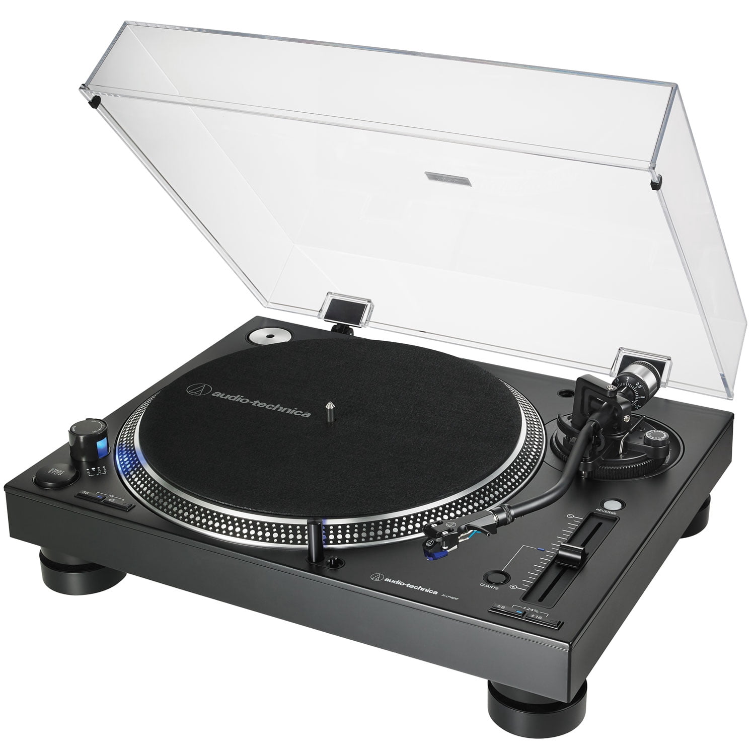 Audio-Technica AT-LP140XP Direct-Drive Professional DJ Turntable Bundle with 12 in Silicone Platter Mat (Black) n8dw7