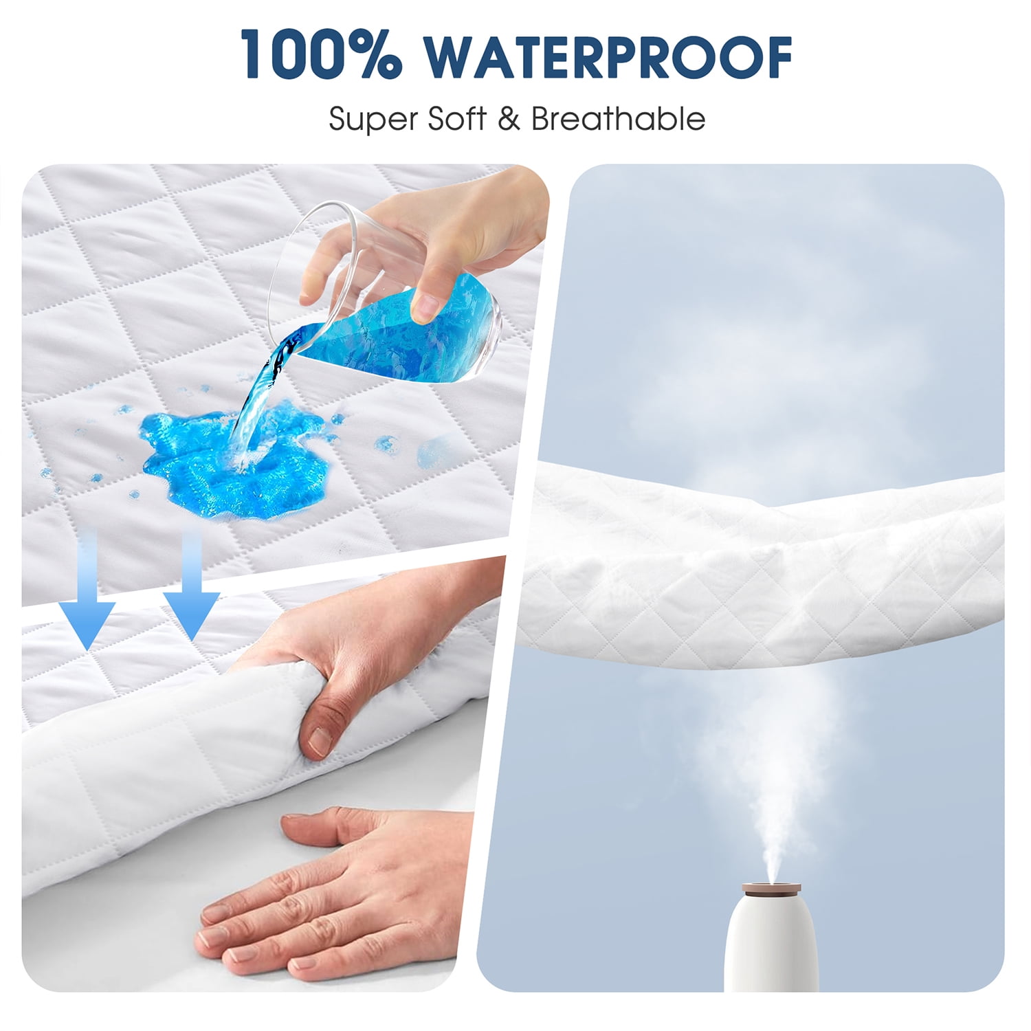 Cshidworld Queen Size Waterproof Mattress Protector (Noiseless, Hypoallergenic, Breathable Quilted Fitted Cover, 8-21 in Deep Pocket) oc53n