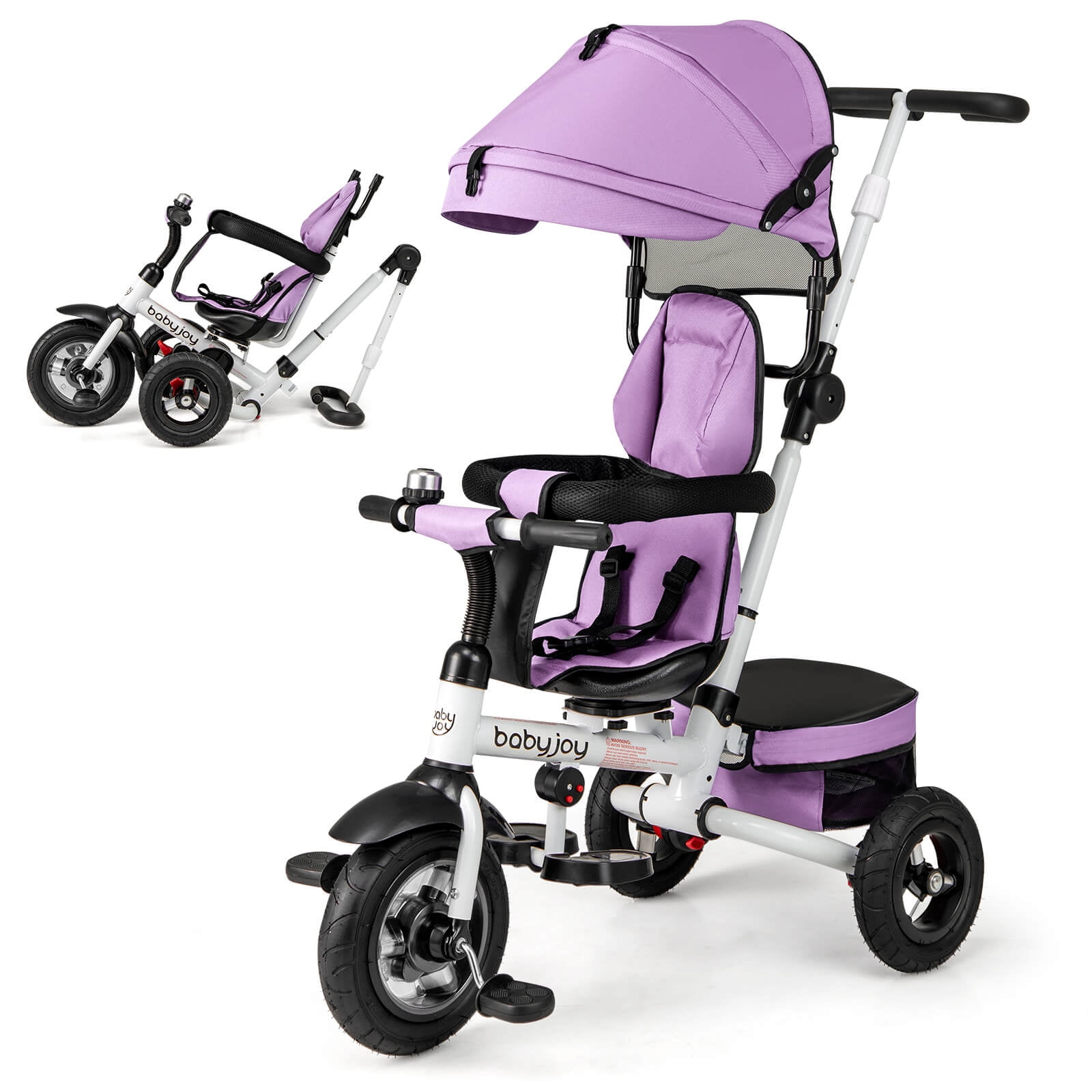 INFANS 5-in-1 Folding Toddler Tricycle with Adjustable Canopy and Storage (Pink) r4evd