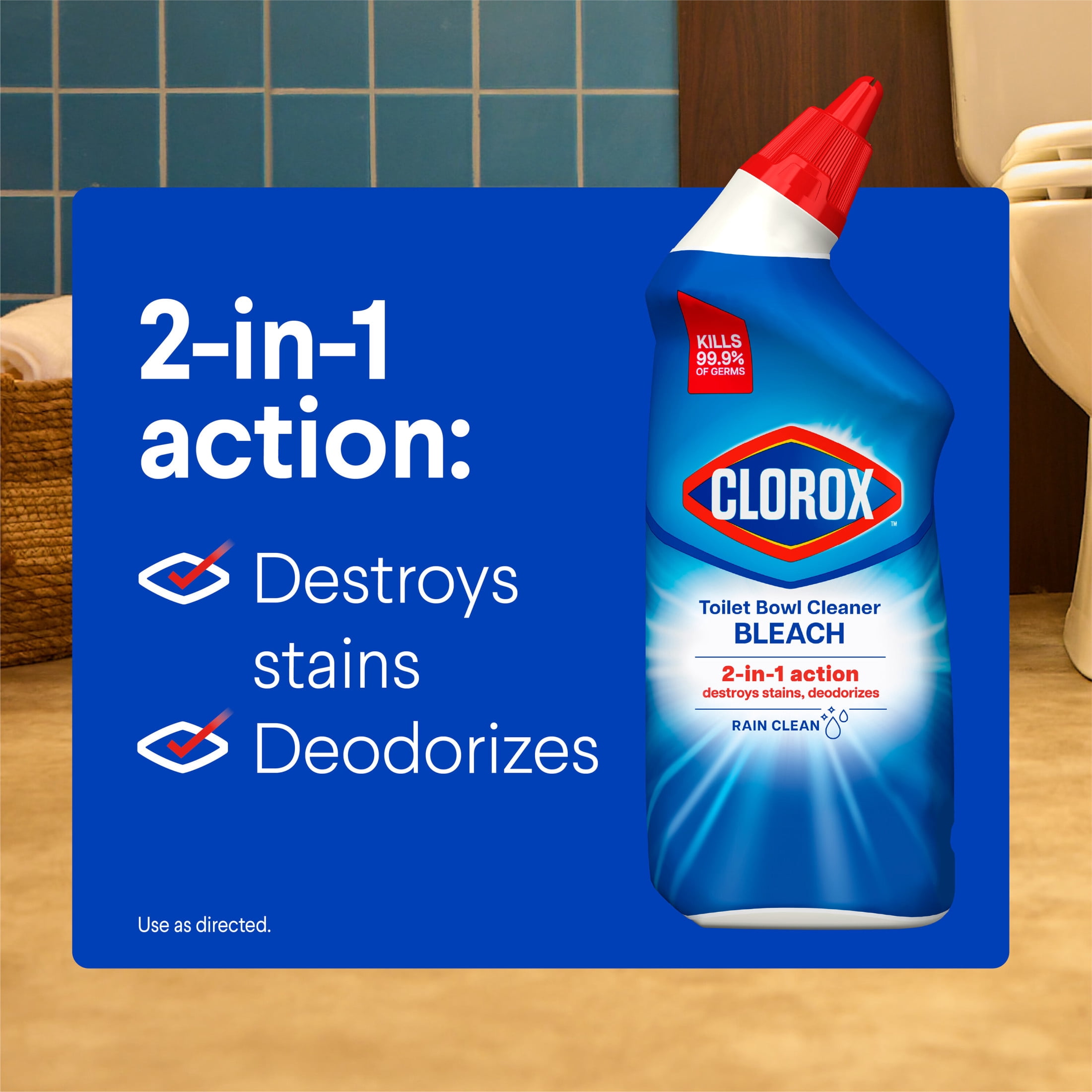 Clorox Toilet Bowl Cleaner with Bleach, Rain Clean Scent (24 fl oz) atrrd