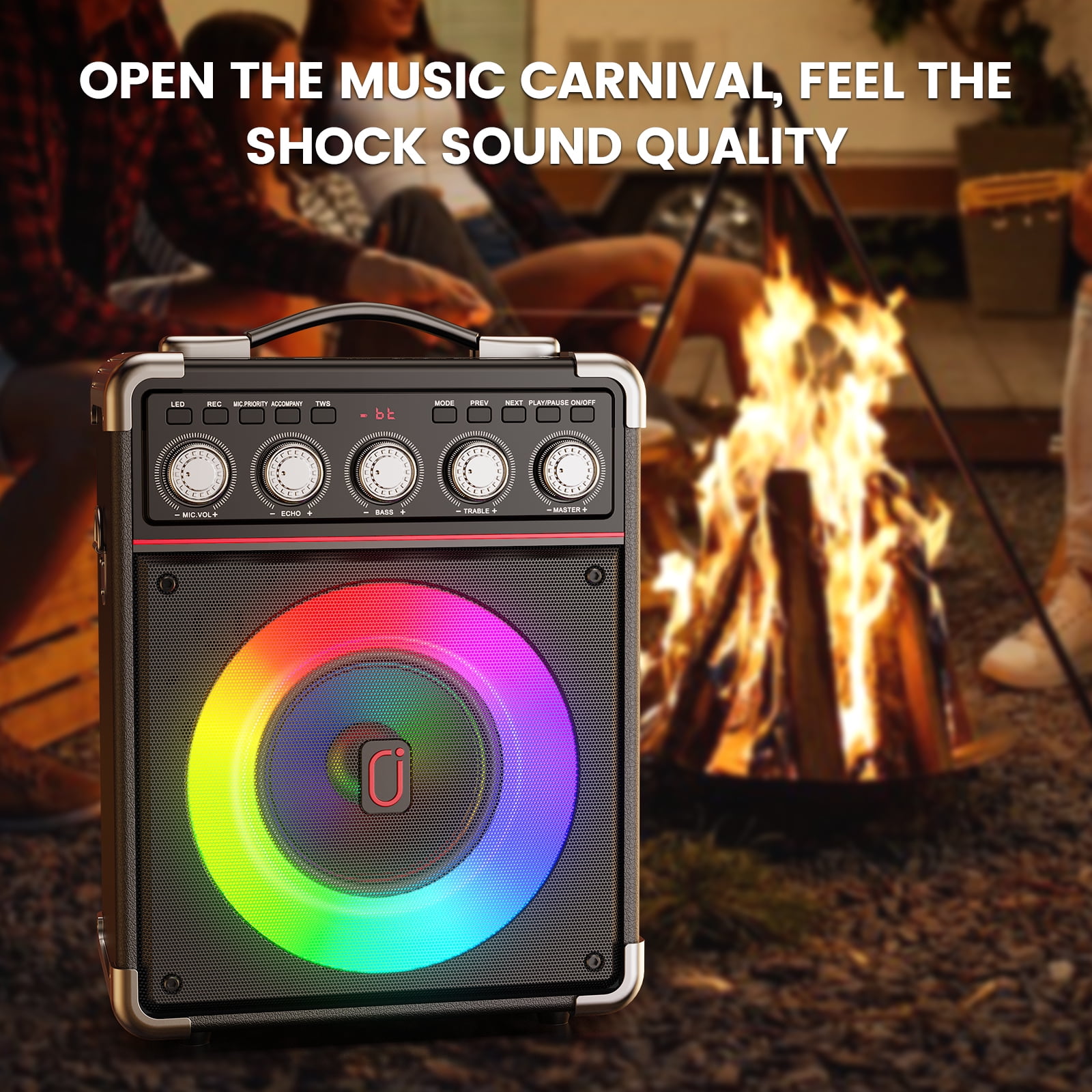 JAUYXIAN Portable Karaoke Machine with 2 Wireless Microphones, Bluetooth Speaker System for Parties (Black, 6.5 in Subwoofer) 0blqp