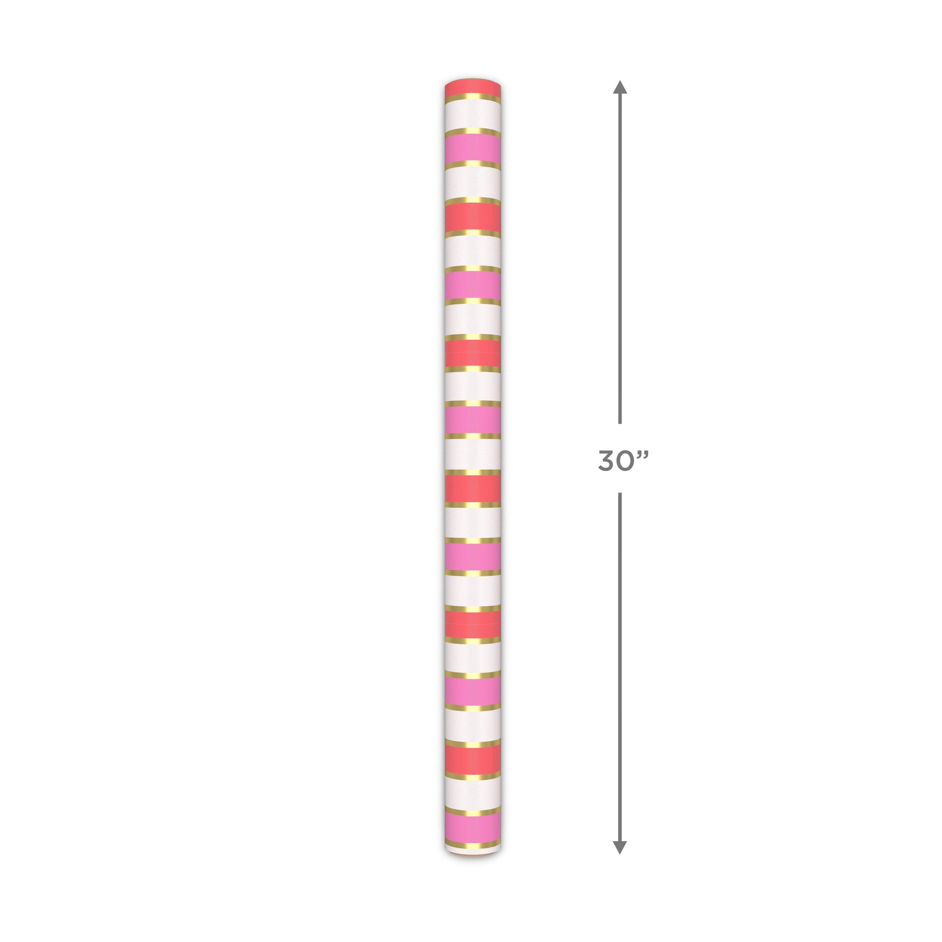 Hallmark Premium Gift Wrapping Paper (Pink and Gold Foil Stripes, 17.5 sq. ft.) j9mes